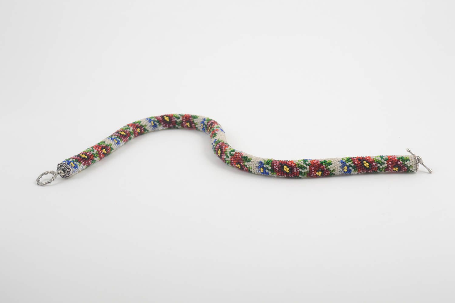 Handmade massive cute necklace beaded cord necklace stylish jewelry gift photo 4