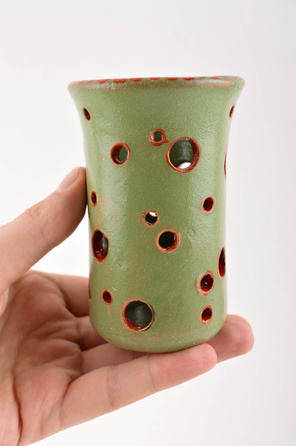 Vase en argile fait main Décoration intérieur Vase vert glaçure Cadeau original photo 5