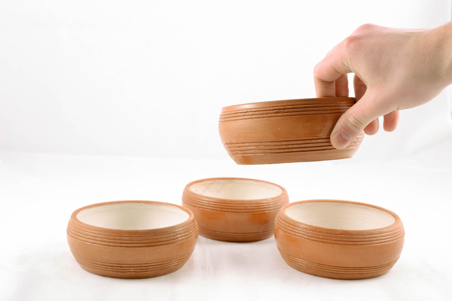 Set of handmade ceramic bowls 4 items 0,5 liters photo 2