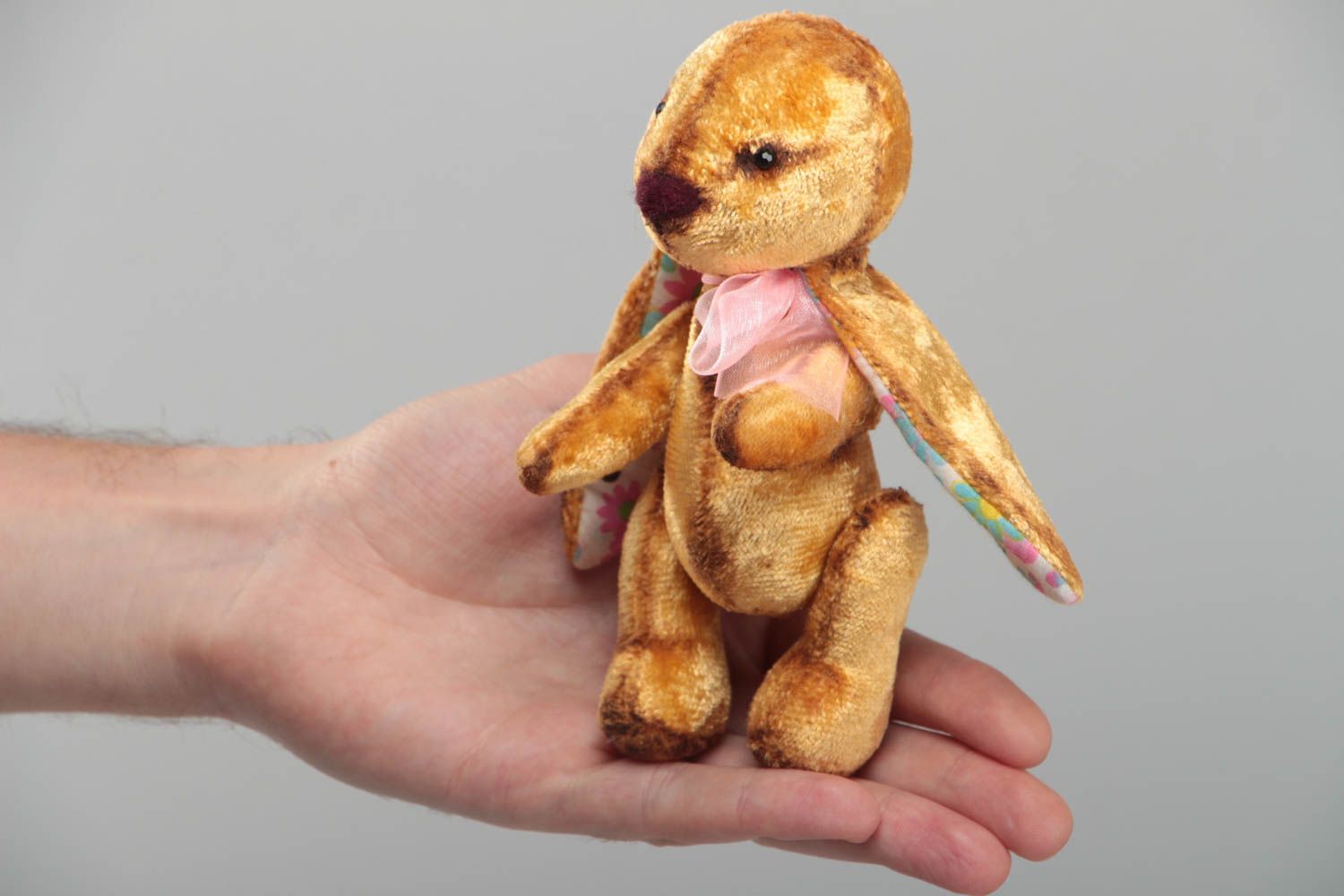 Детская плюшевая игрушка Зайка с длинными ушами мягкая красивая ручной работы  фото 5