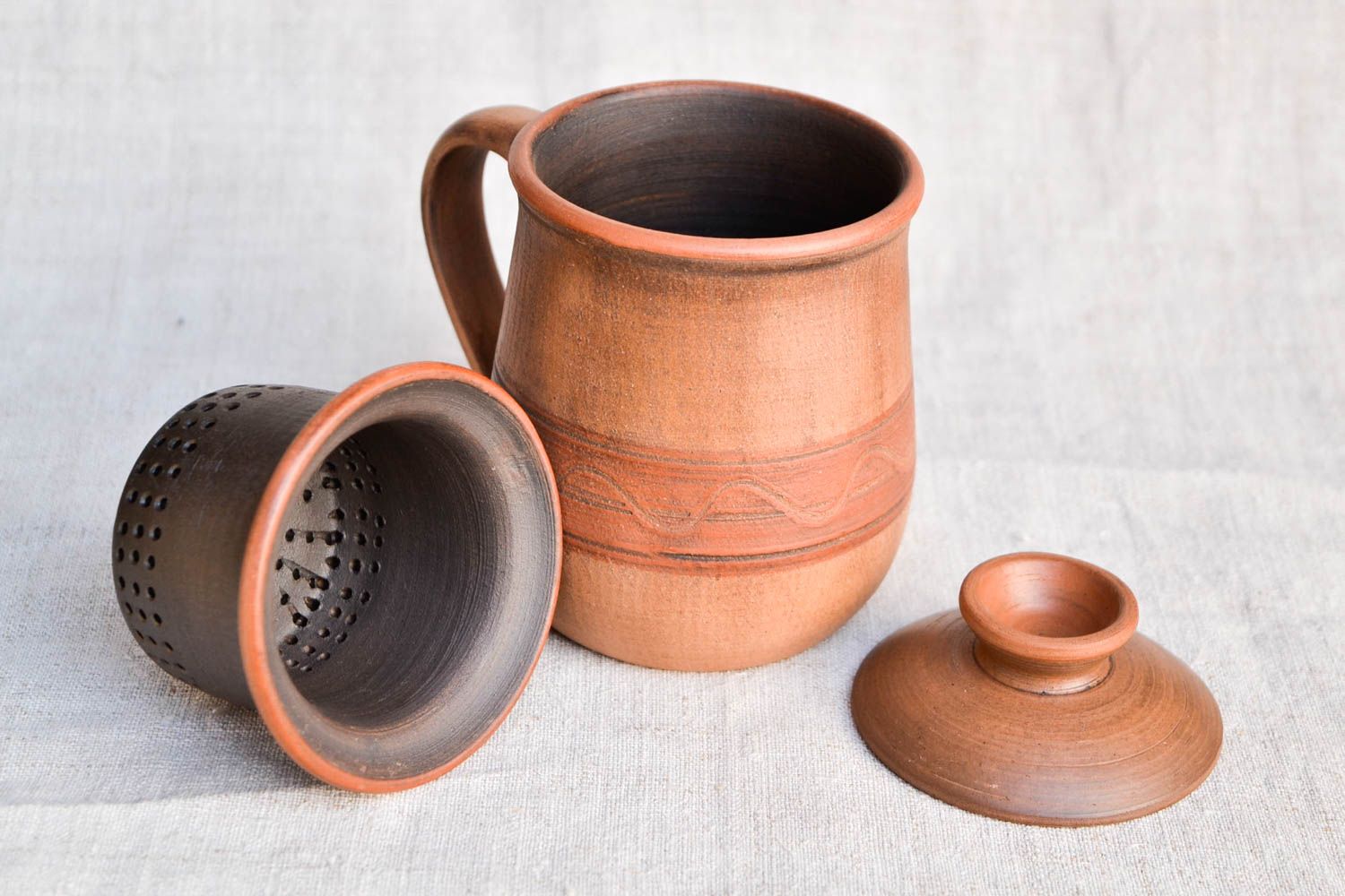 Tetera de cerámica con tapa cerámica artesanal vajilla moderna para té foto 3
