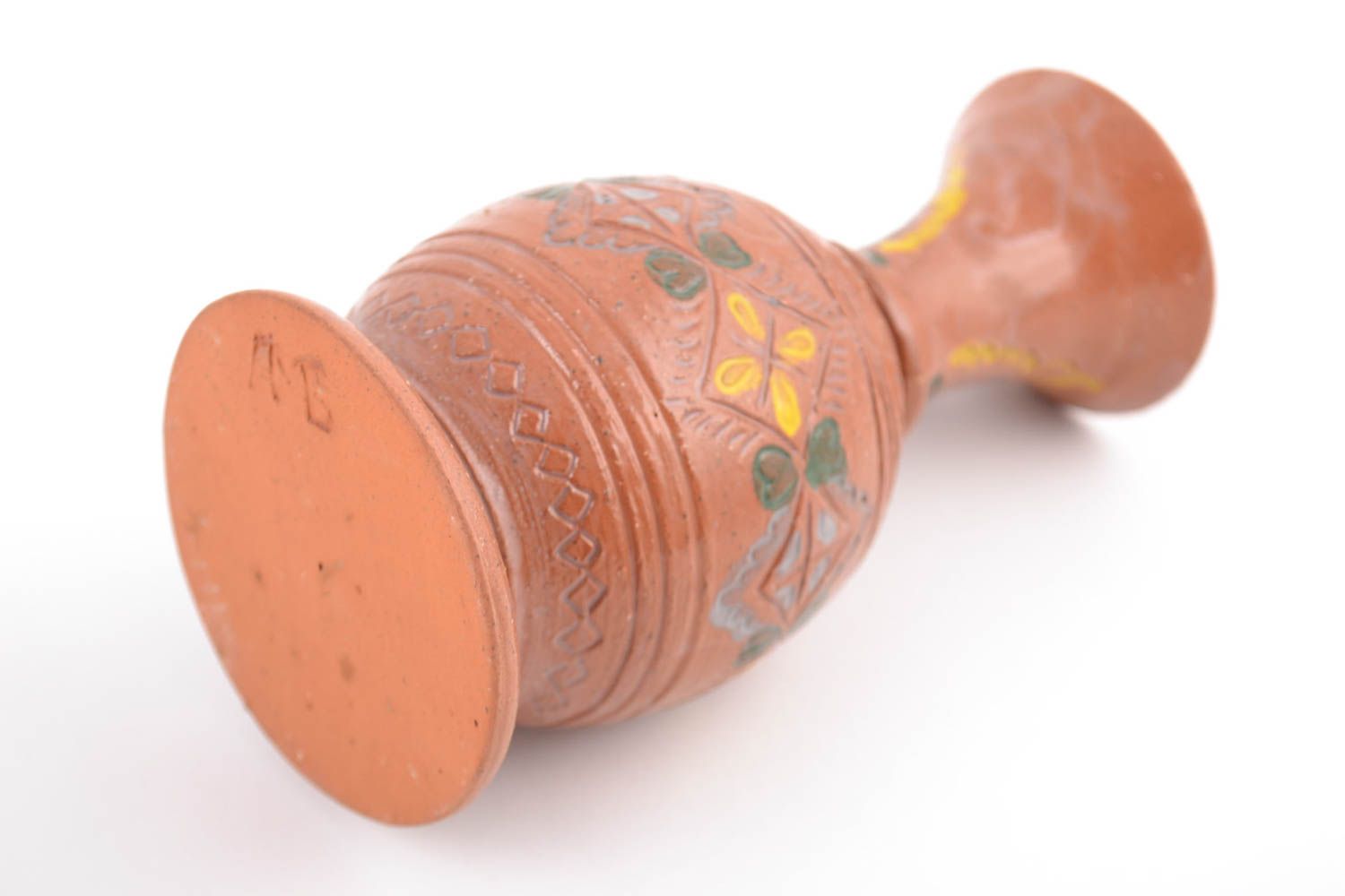 Unusual beautiful handmade designer painted clay candle holder photo 5