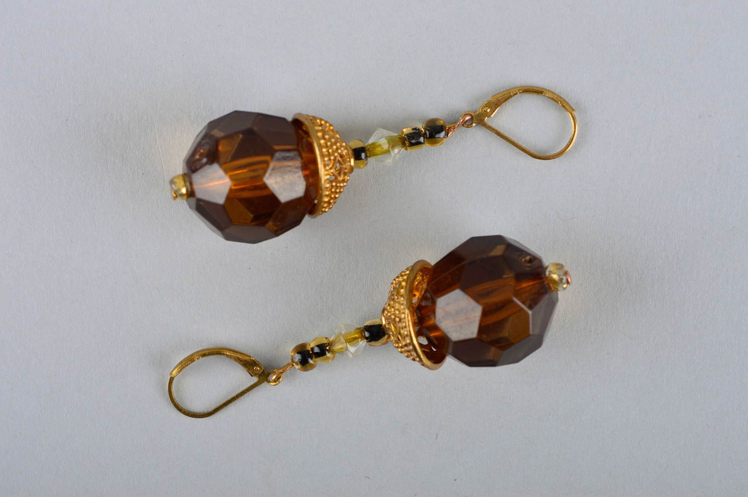 Handmade designer beaded earrings stylish bijouterie accessory present for woman photo 4