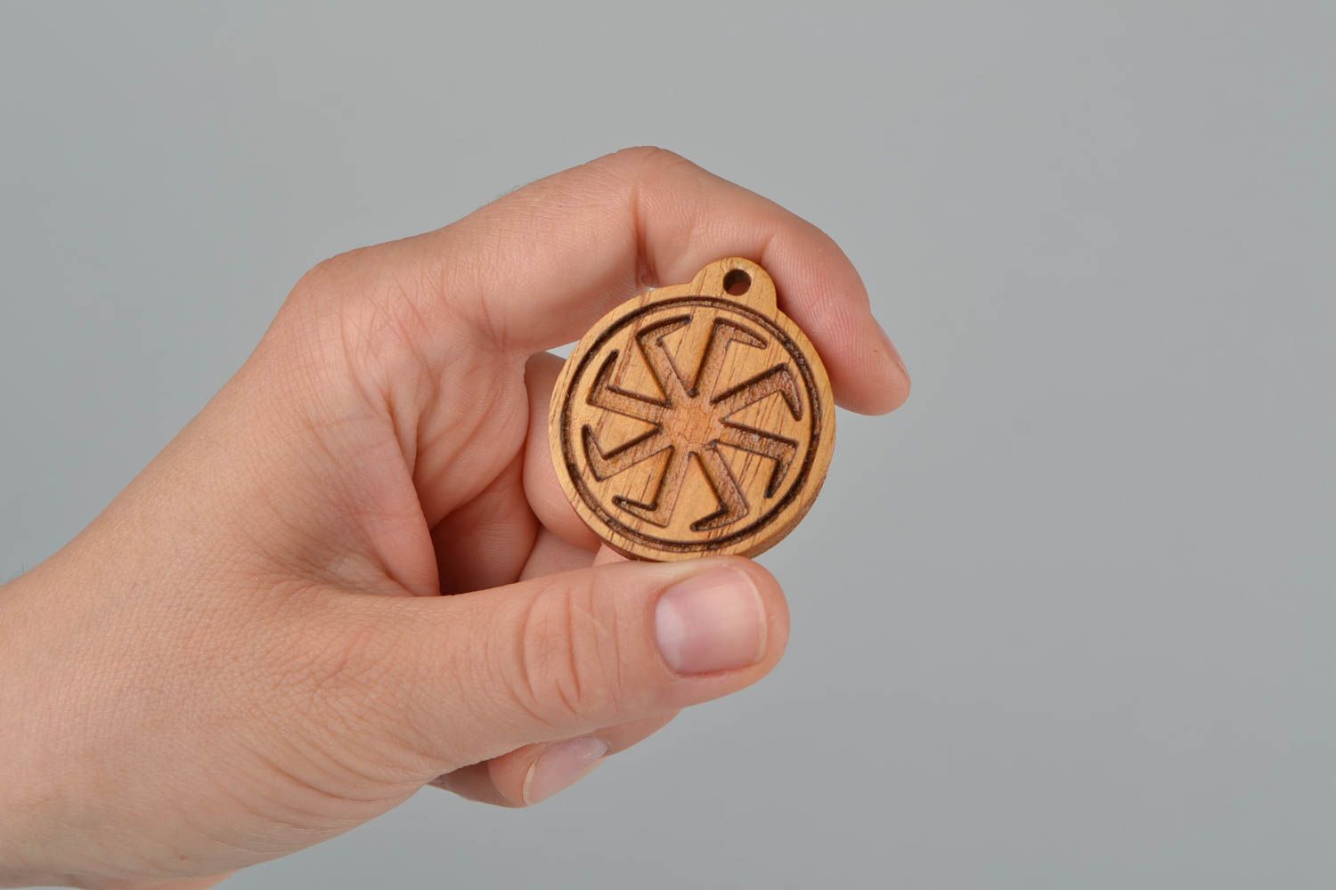 Slavonic eco clean pendant amulet made of wood Cross of Lada the Virgin  photo 2