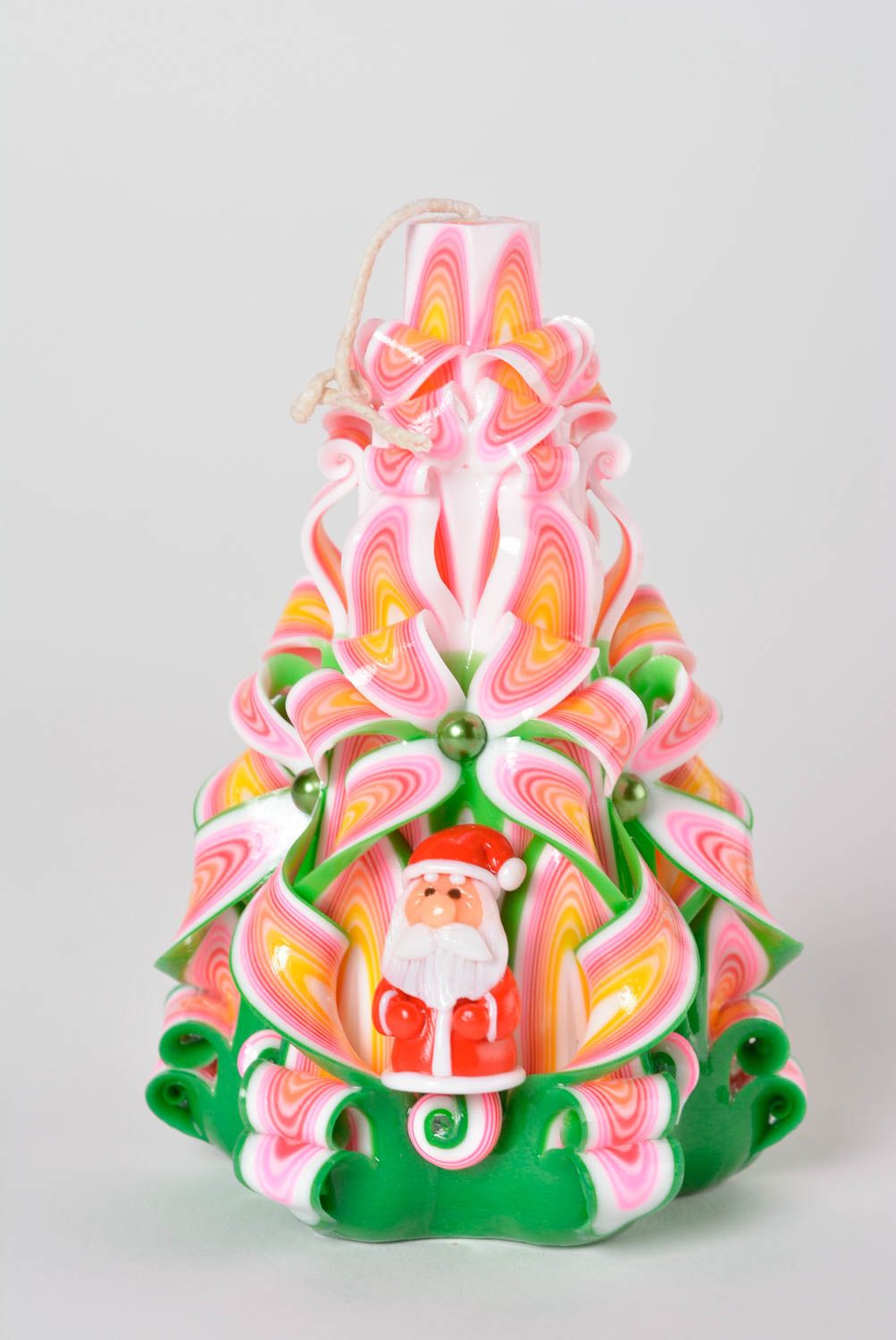 Vela tallada de parafina hecha a mano decoración navideña adorno para casa foto 2