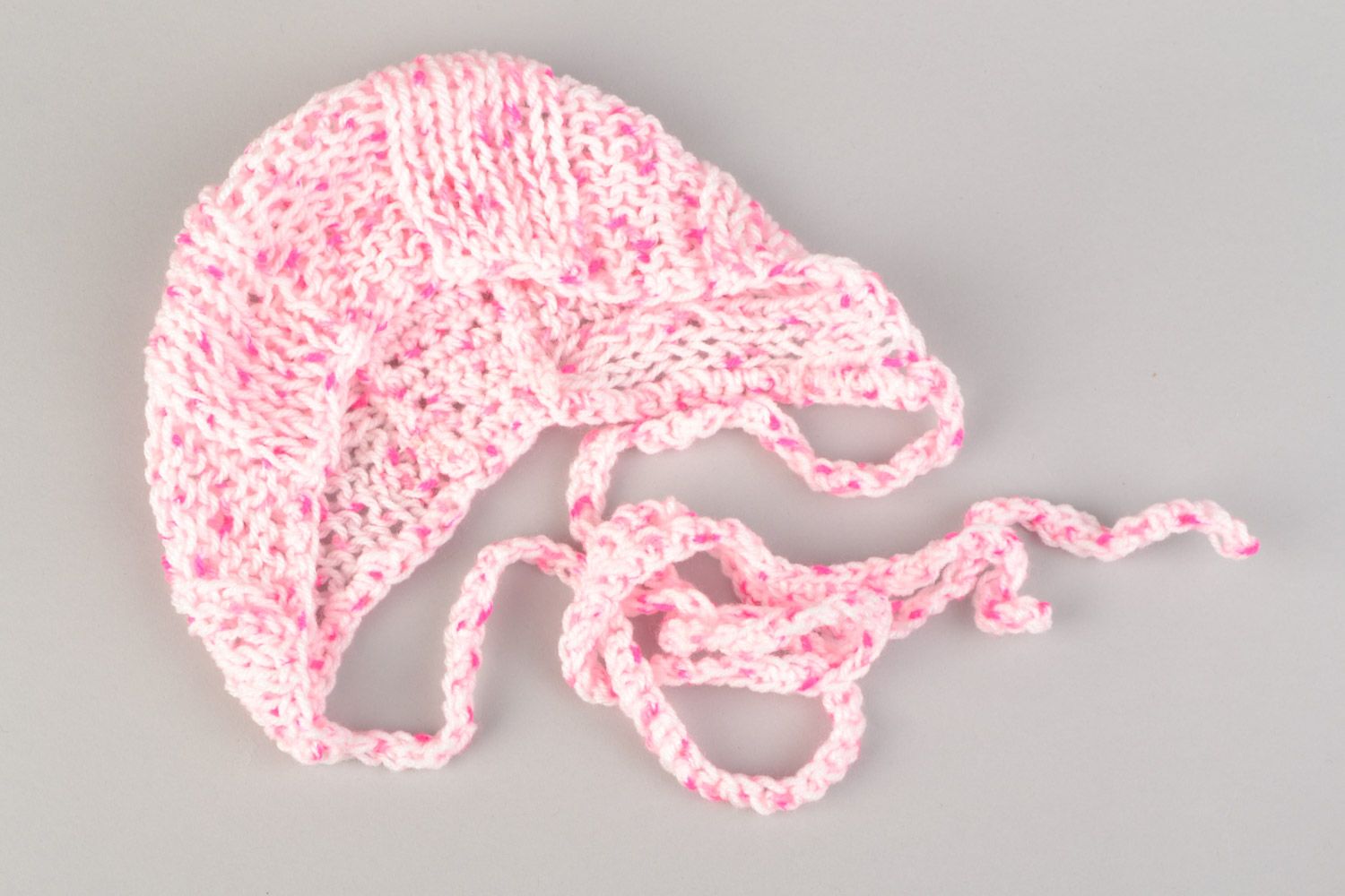 Crocheted handmade set of baby skirt and baby bonnet of pink color for girl photo 4