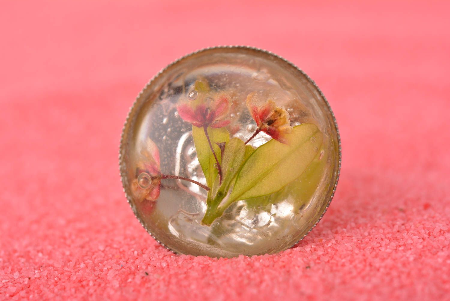 Кольцо ручной работы кольцо из эпоксидной смолы женское кольцо с растениями фото 2