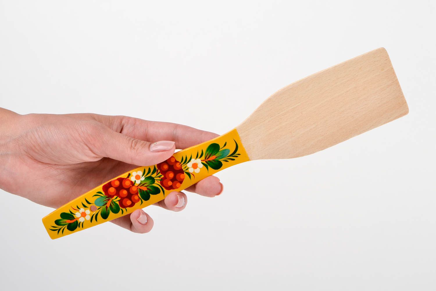 Espátula de madera decorada hecha a mano utensilio de cocina regalo original  foto 2