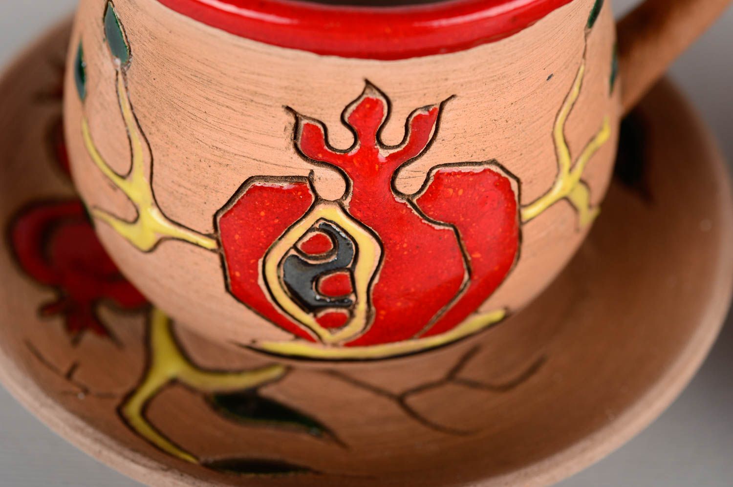 Кофейные чашки ручной работы кофейная посуда 6 штук глиняные чашки с росписью фото 2