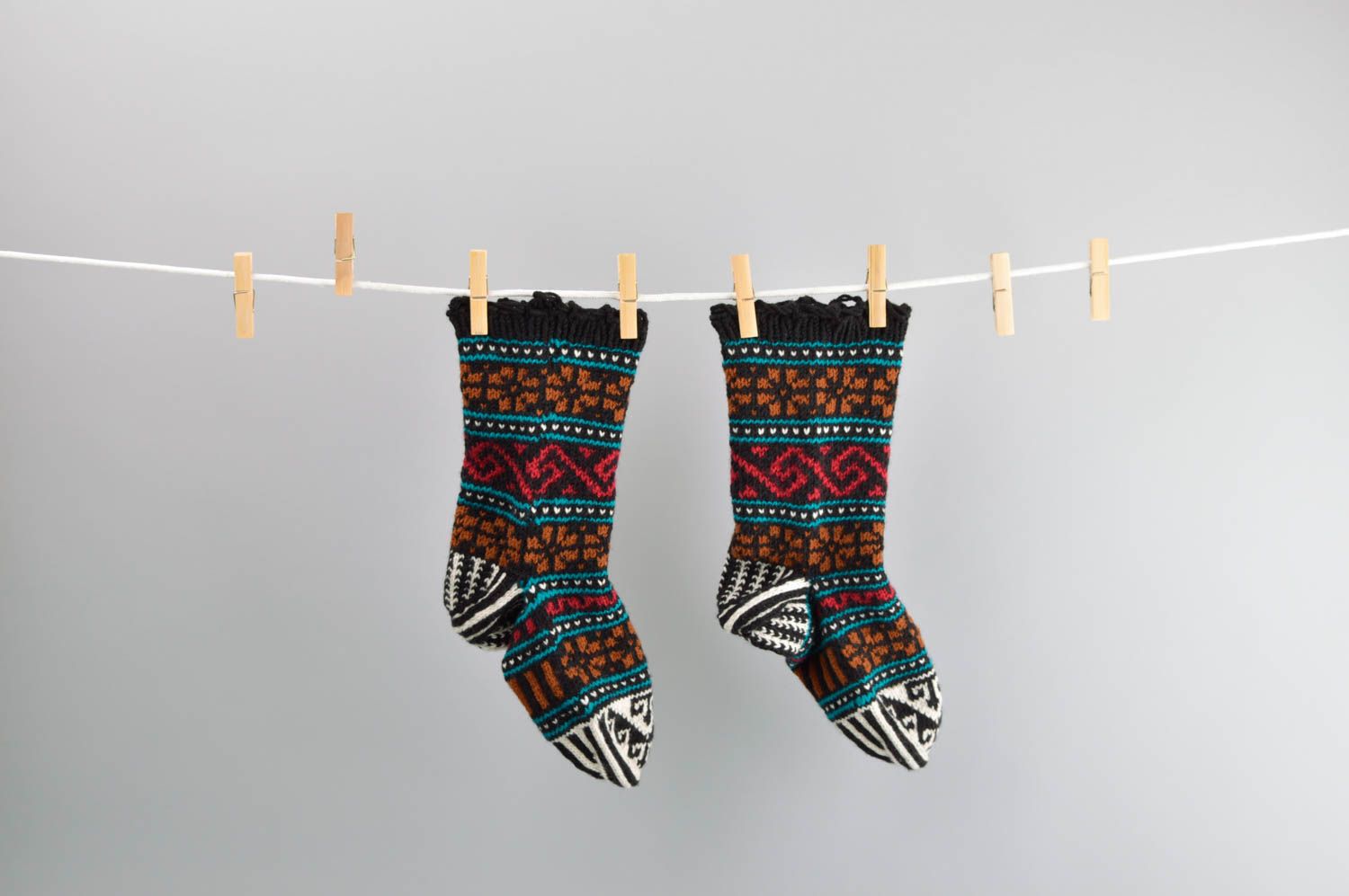 Hand-knitted socks woolen socks warm winter socks winter accessories woman socks photo 1
