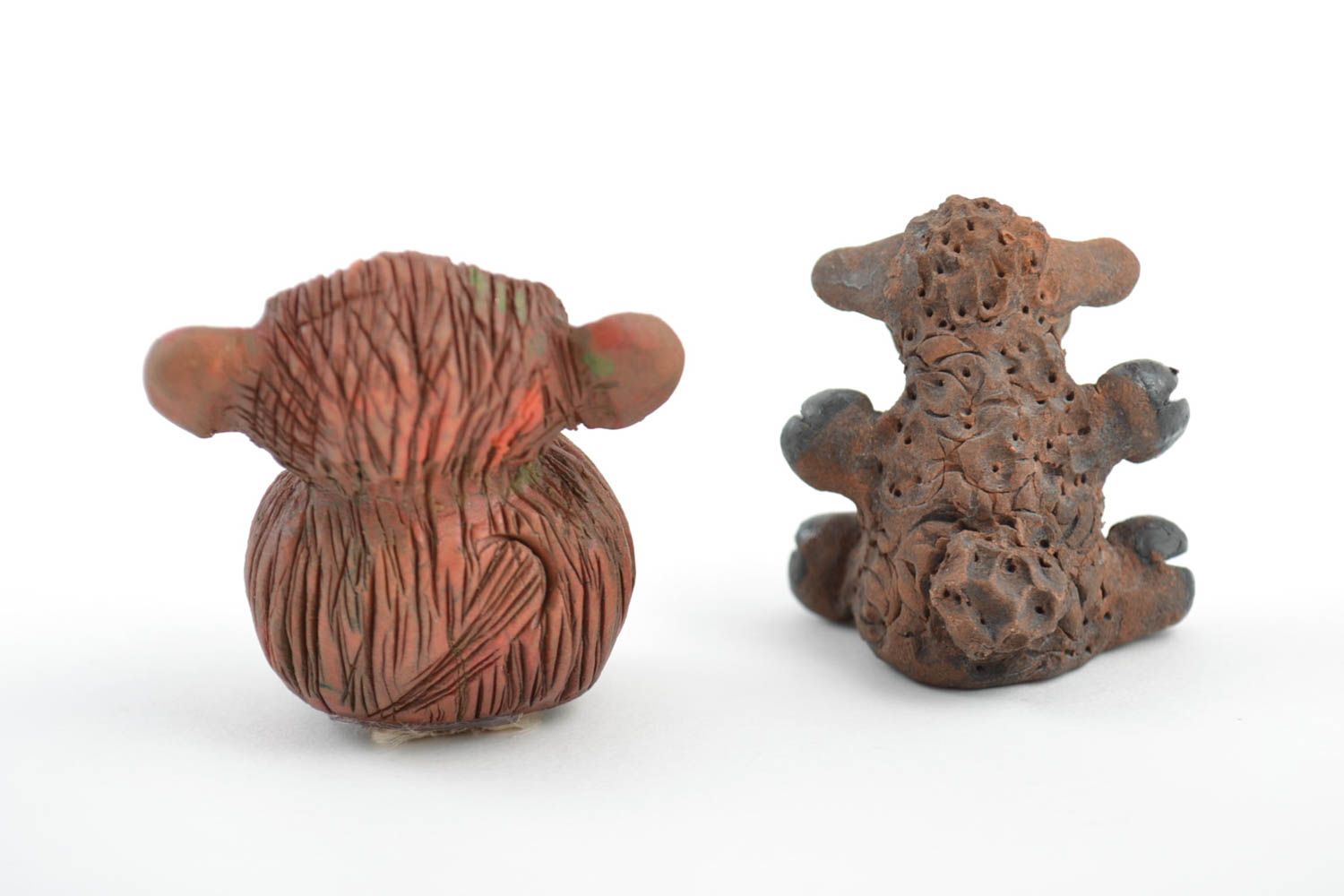 Handmade Keramik Statuetten Set Schaf und Affe aus rotem Ton Geschenk fürs Kind foto 4