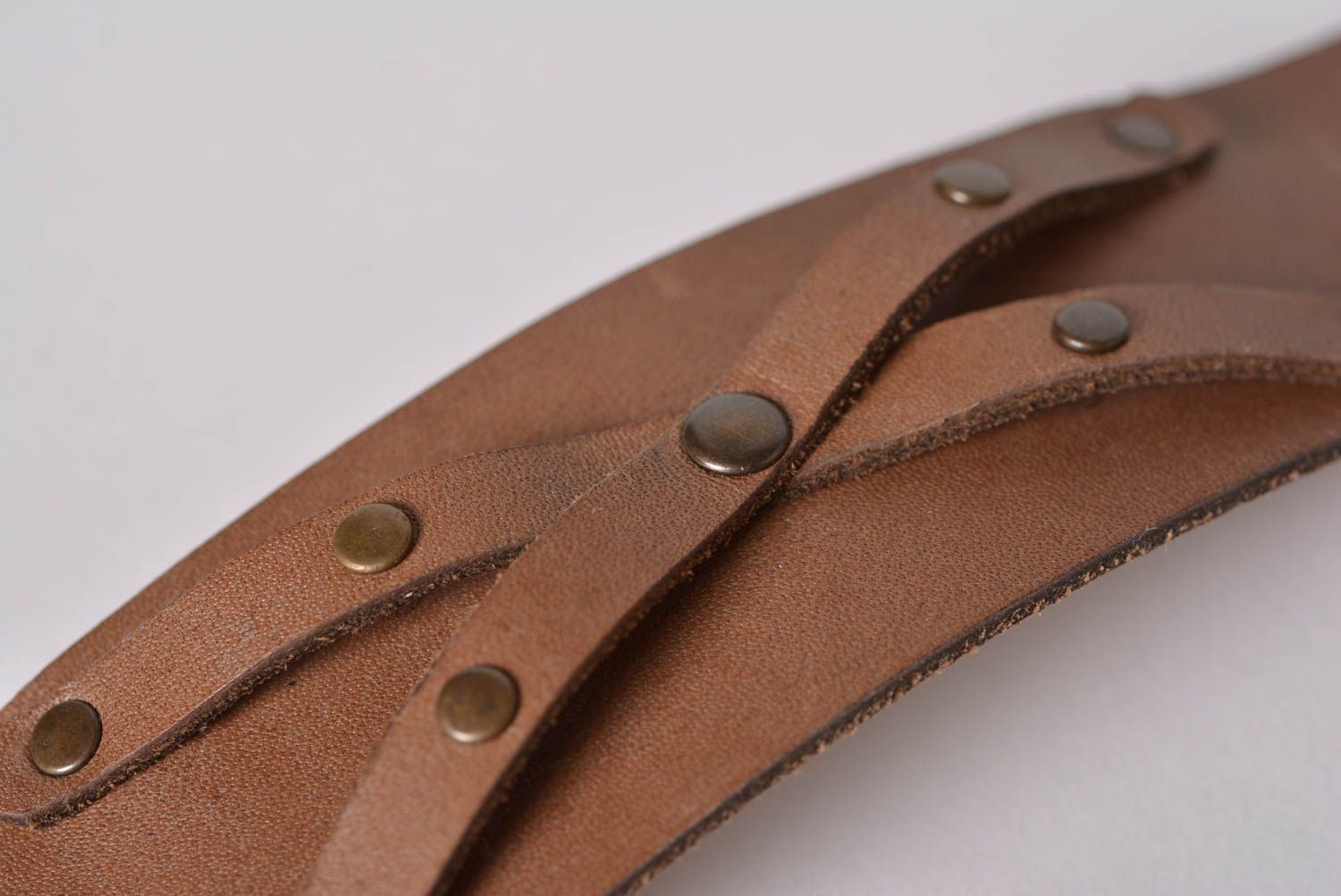 Bracelet cuir Bijou fait main large brun cadeau original Accessoire design photo 5