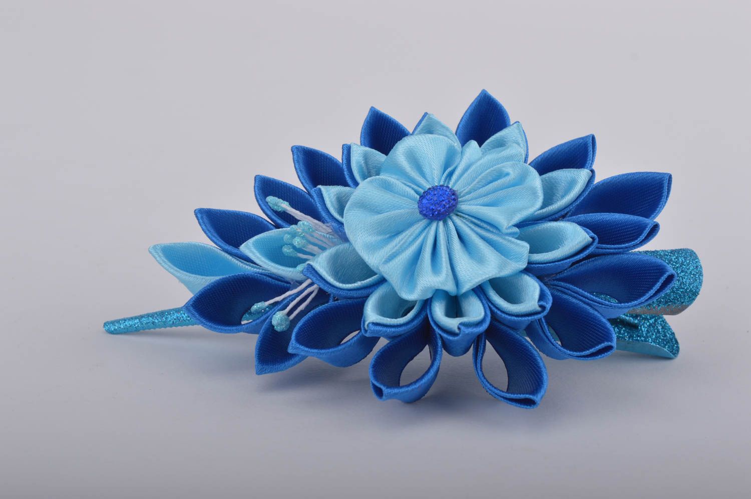 Handmade blaue Haarspange Blume Mädchen Haarschmuck Accessoire für Kinder foto 3