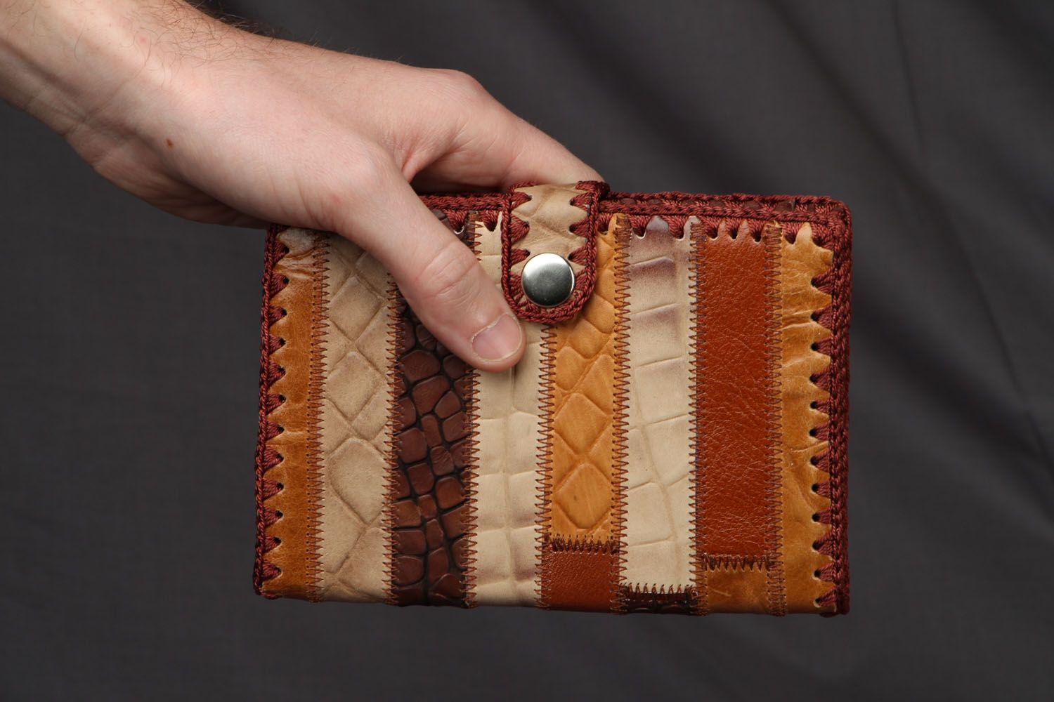 Portefeuille en cuir naturel original fait main accessoire design unisexe photo 4