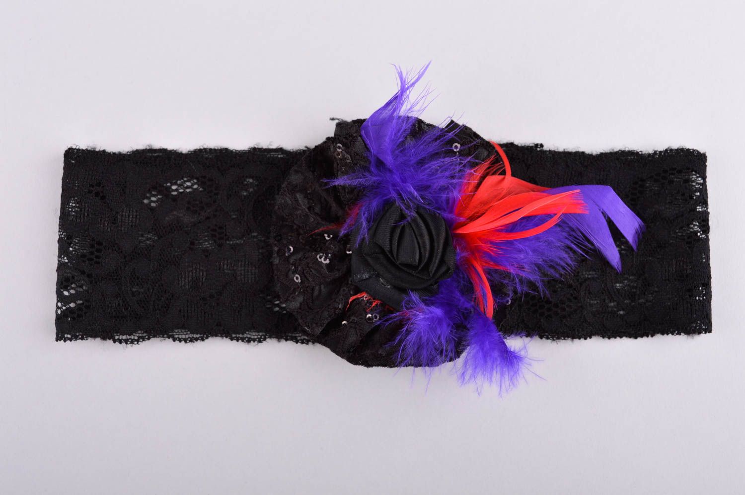 Повязка на голову ручной работы повязка для девочки детская повязка черная фото 4
