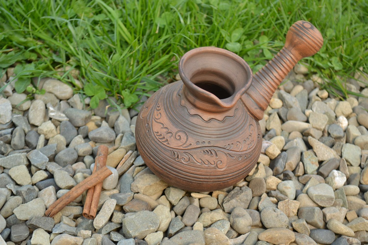 Handmade ceramic Turkish coffee pot kilned with the use of milk for 400 ml photo 1