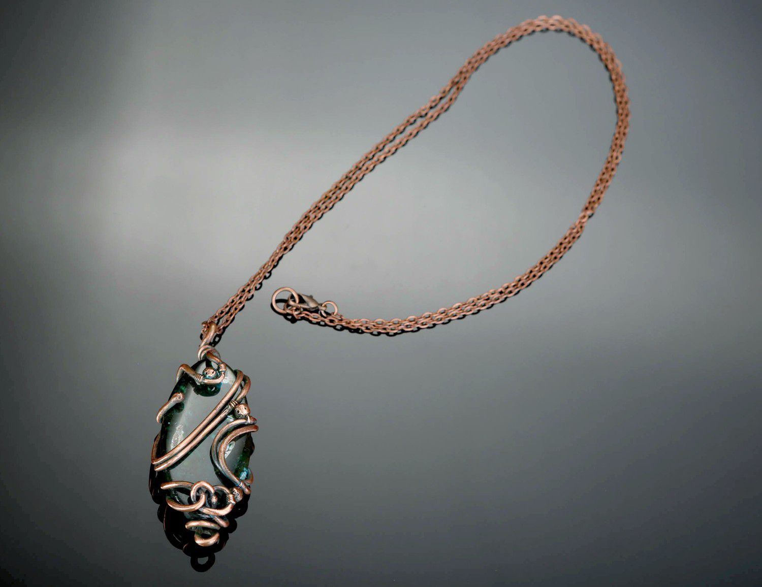 Pendant with agate Emerald wind photo 3