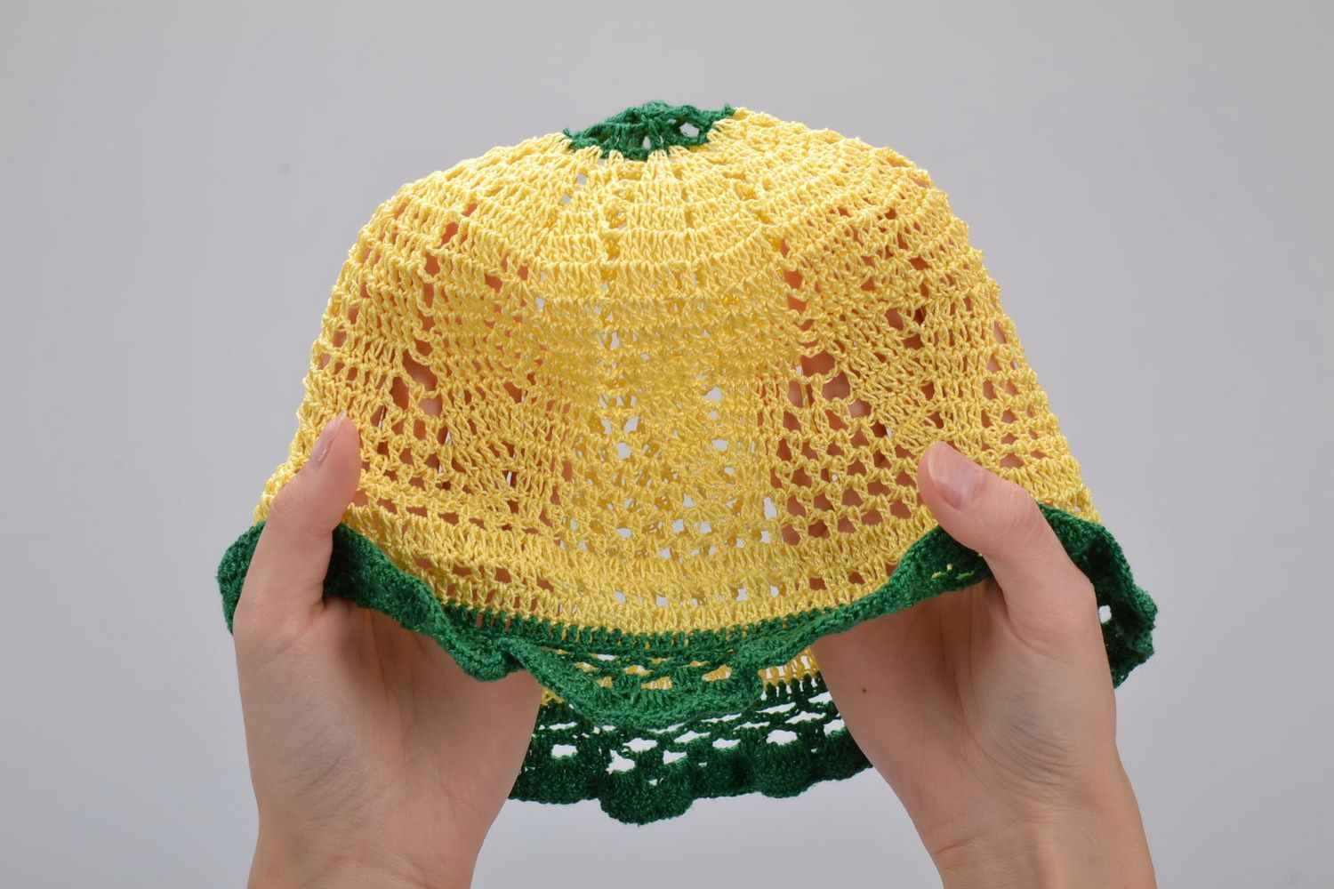 Yellow and green crochet hat photo 5