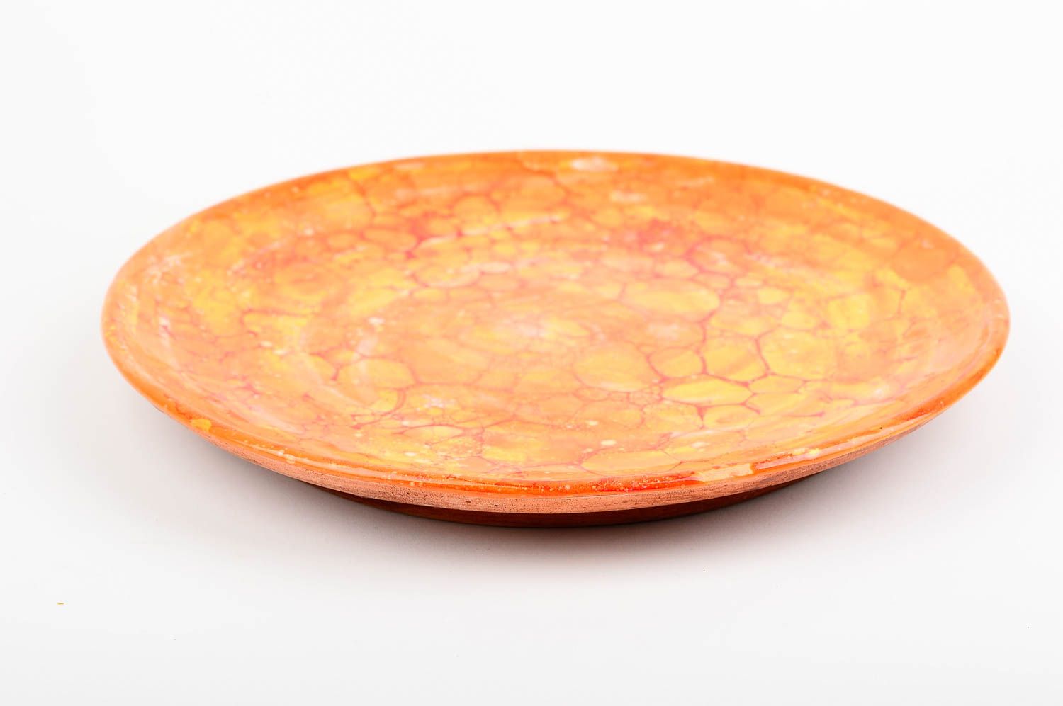 Декор на стену handmade керамическая тарелка оранжевая глазурь декор для кухни фото 3