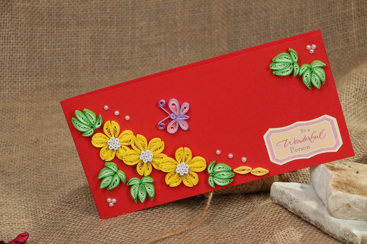 Handgemachte Grußkarte mit Blumen foto 5