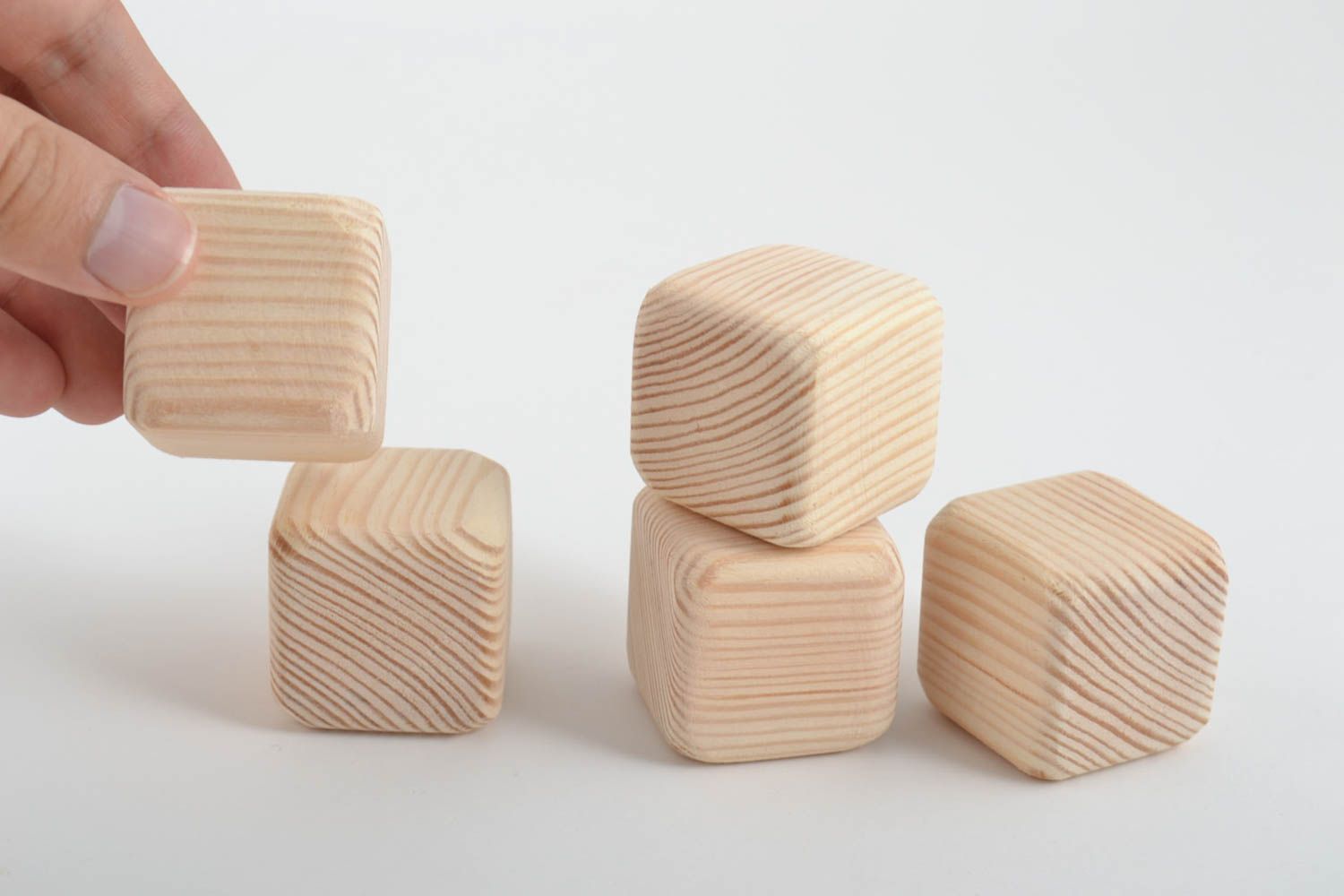 Jouets cubes pour bébé Jouet fait main 5 pièces en bois Cadeau pour bébé photo 5