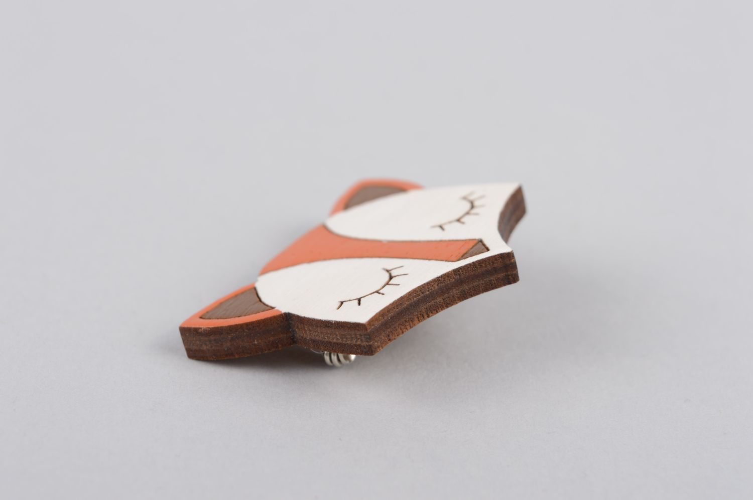 Handmade designer brooch wooden beautiful jewelry unusual fox accessory photo 4