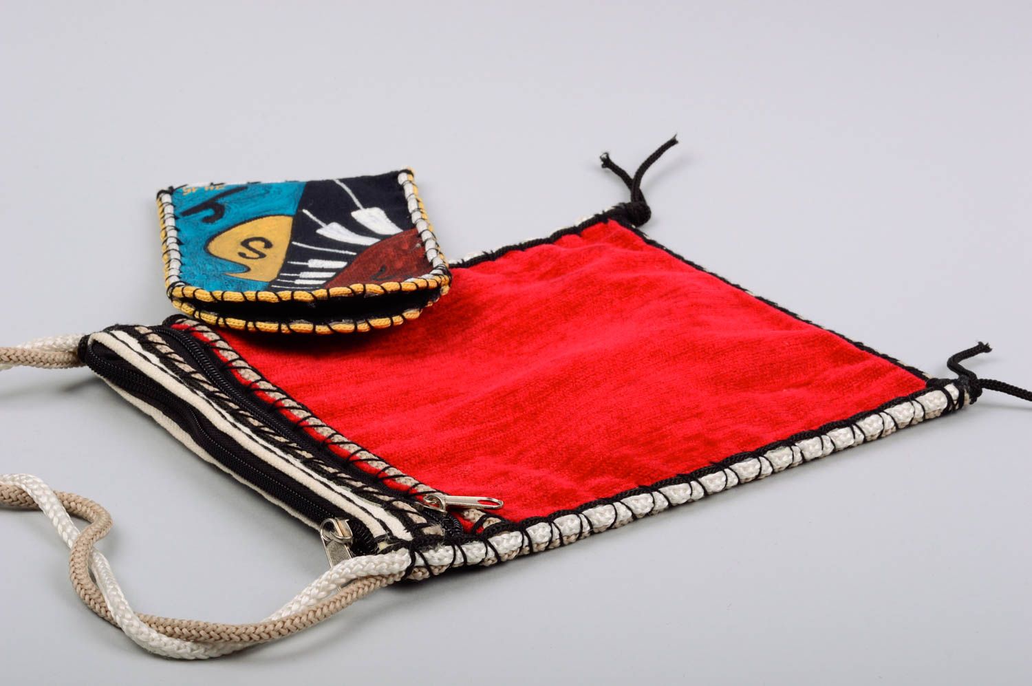 Damen Schultertasche und Textil Brillenetui originell handmade Accessoires foto 2