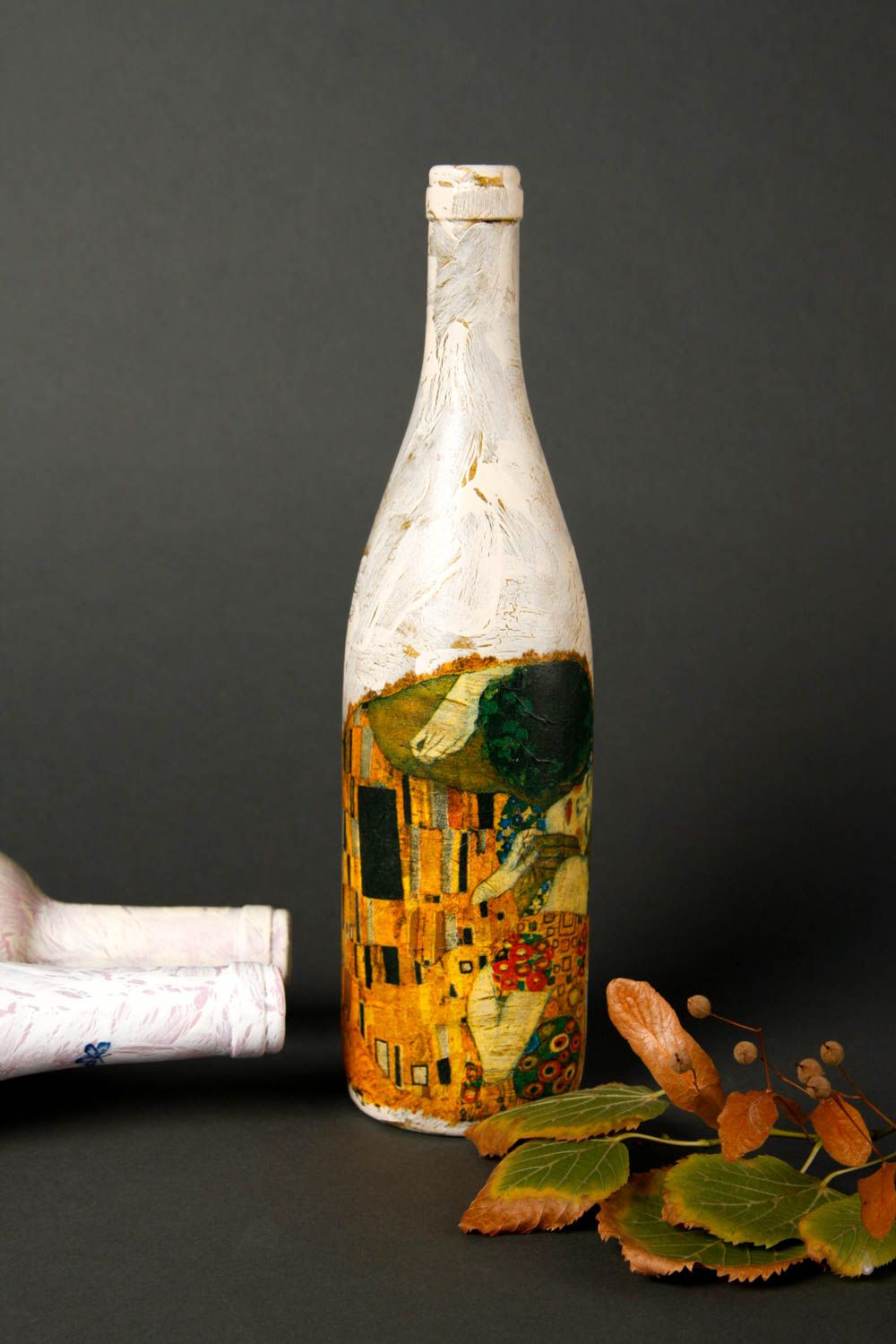 Botella de vidrio para vino hecha a mano regalo original decoración de cocina  foto 1