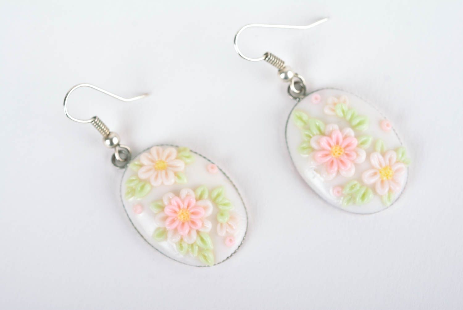 Handmade plastic earrings polymer clay jewelry fashion accessories for women photo 1