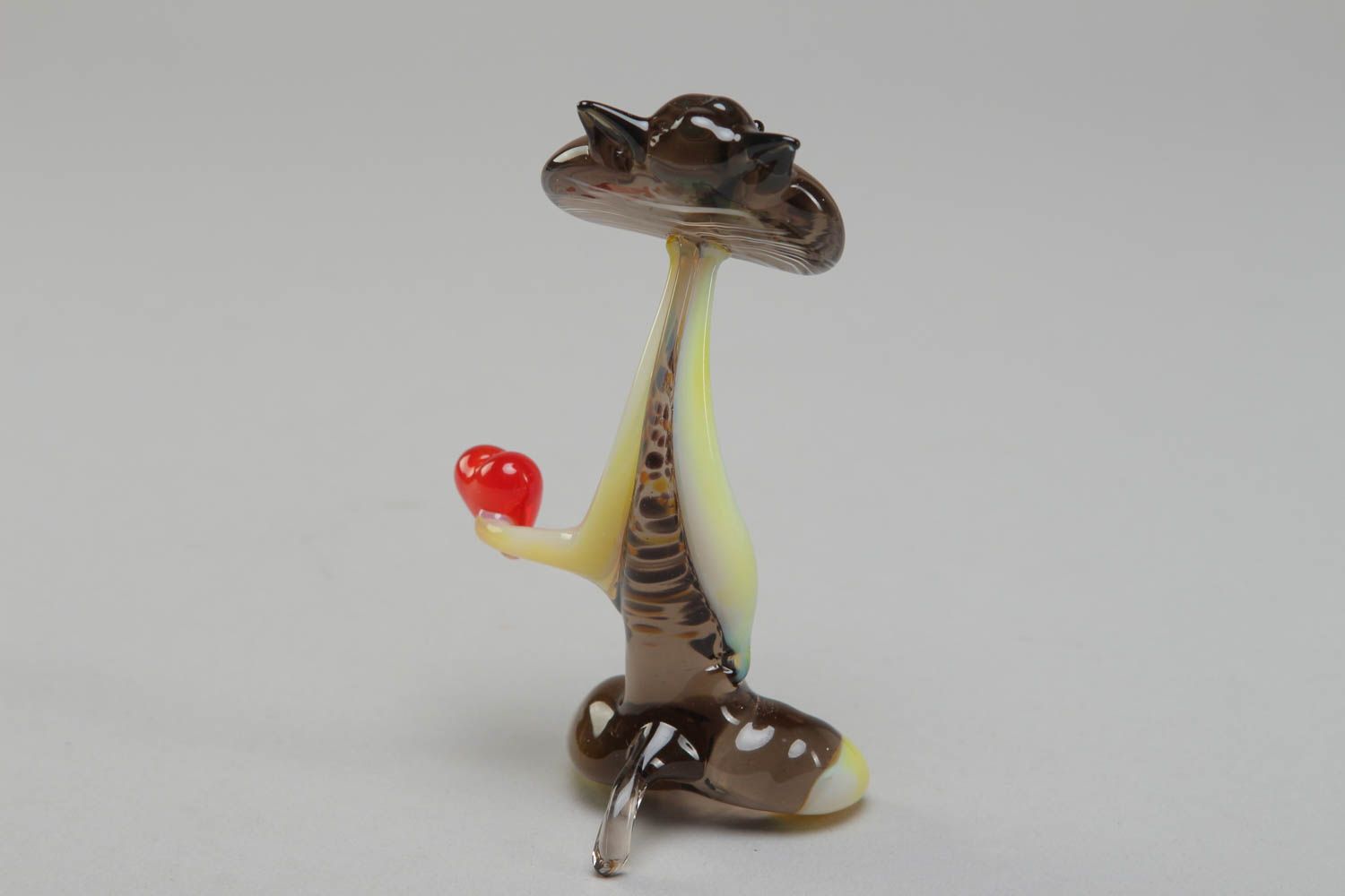 Figurine miniature en verre lampwork de créateur en forme de chat faite main photo 3