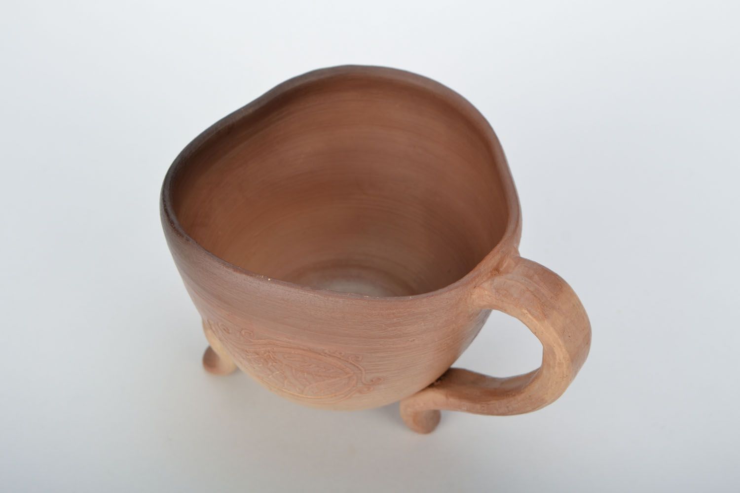Tazza in ceramica con piattino fatta a mano calice in argilla utensili da cucina foto 4