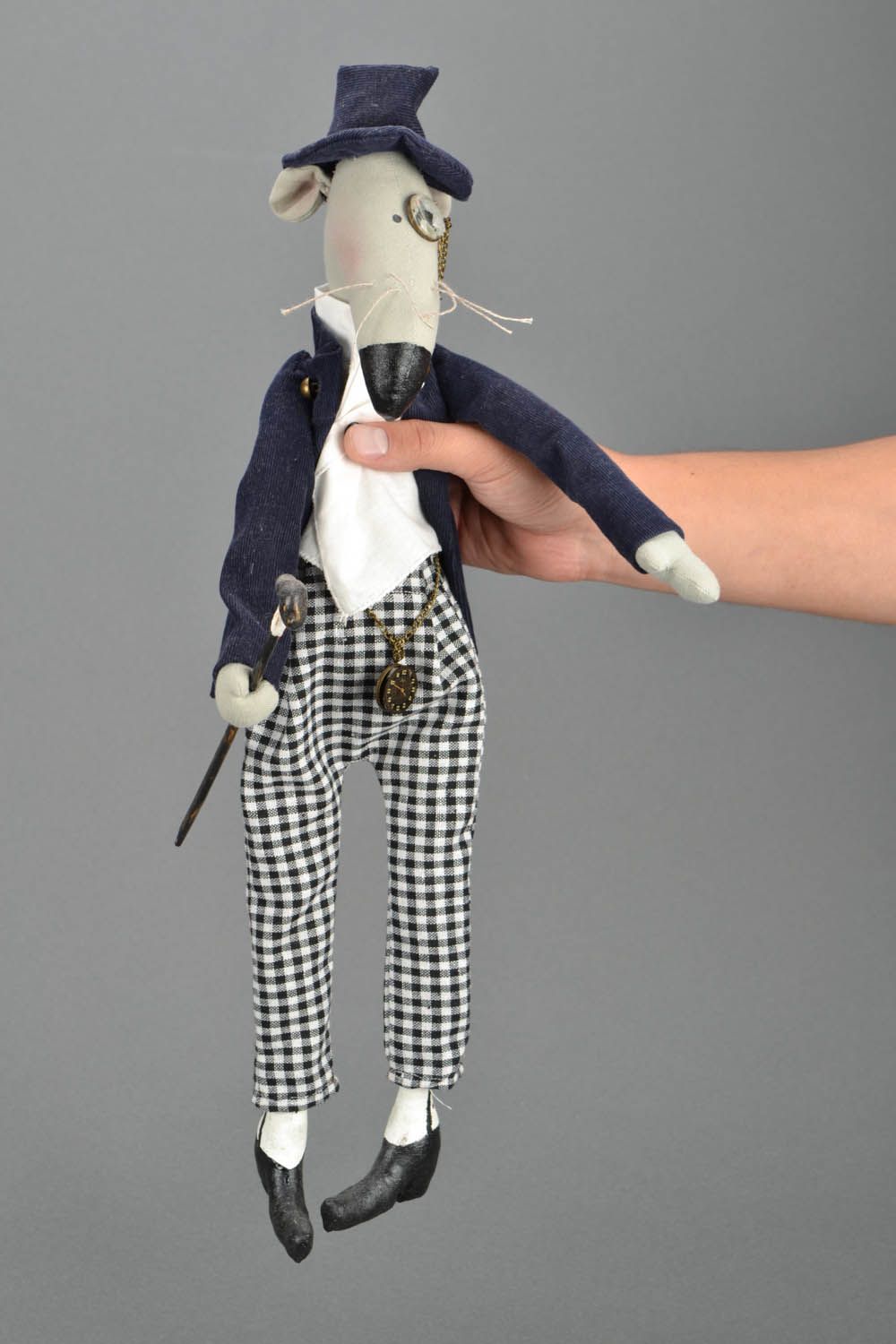 Кукла из ткани Крыс с моноклем фото 2
