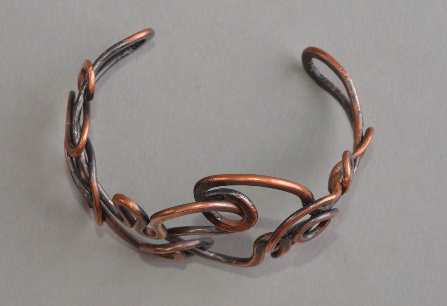 Bracelet en cuivre fait main forgeage à chaud large accessoire bijou pour femme photo 3