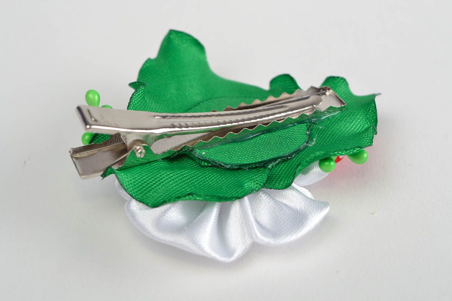 Beautiful handmade designer satin ribbon flower hair clip for children photo 4