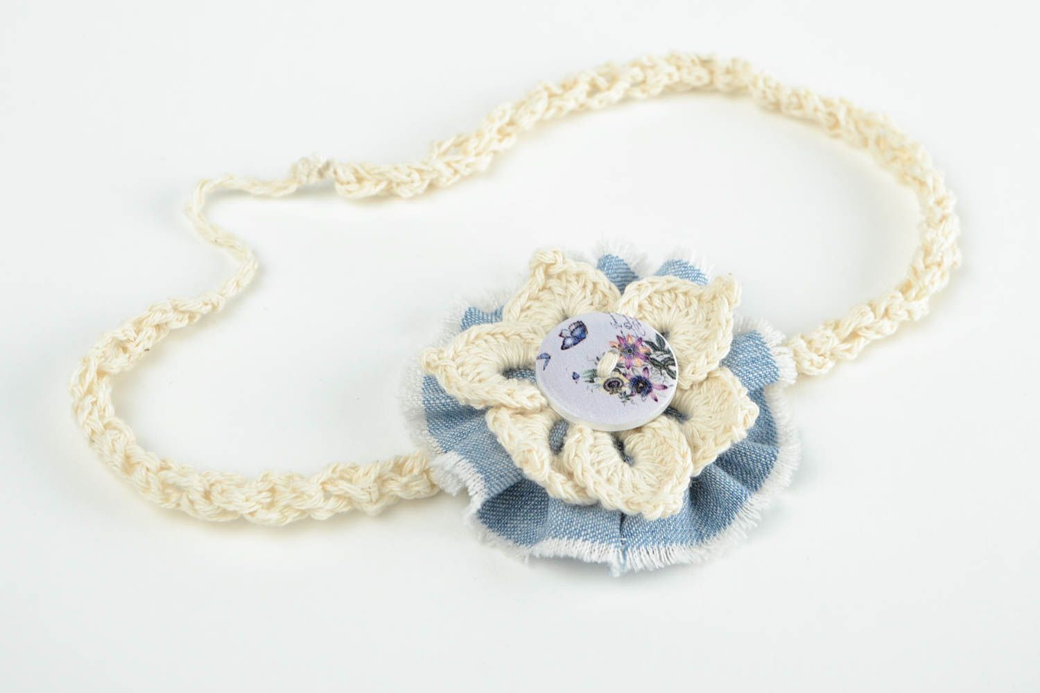 Handmade Haarband mit Blume Mädchen Haarschmuck Accessoire für Haare gehäkelt foto 2