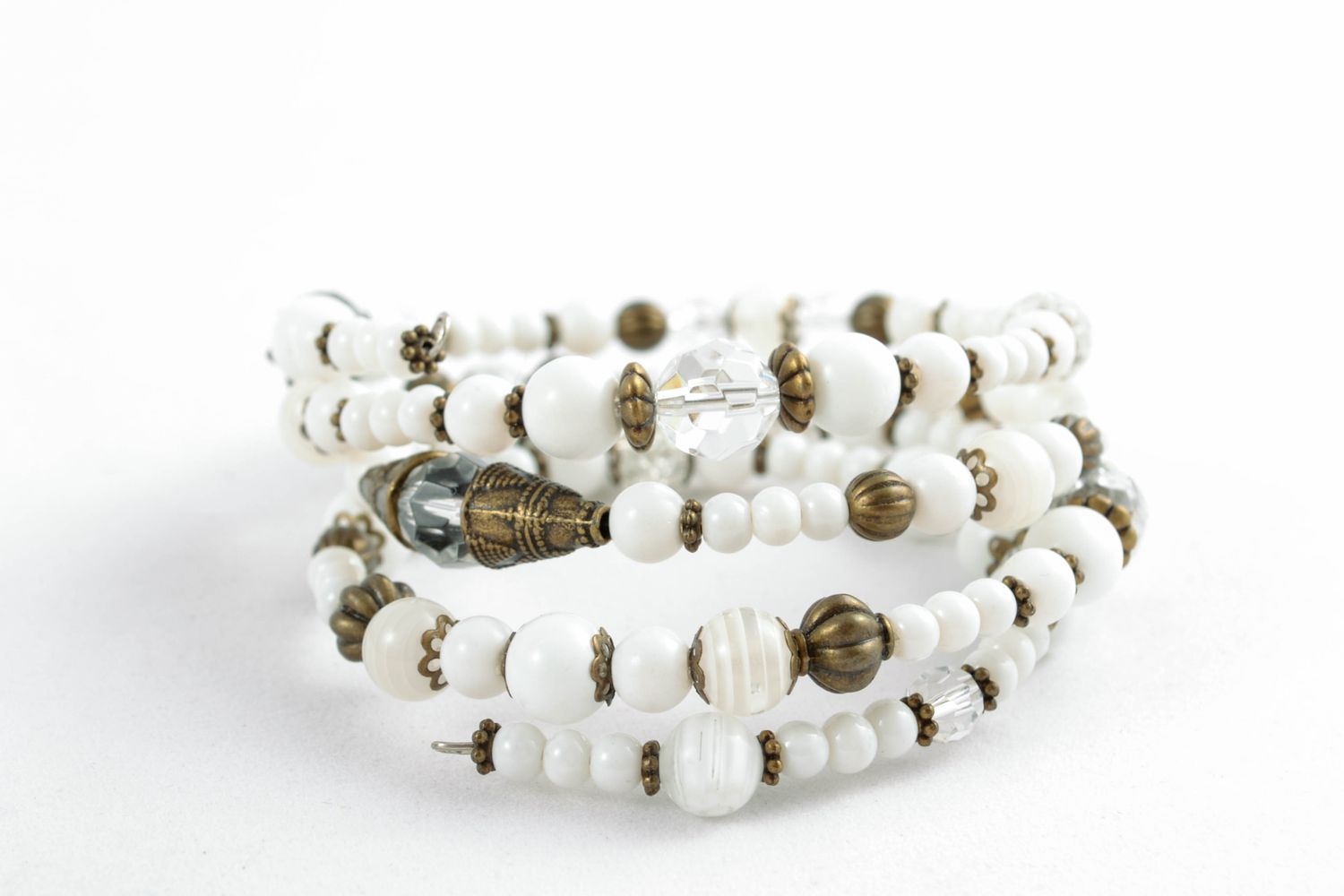 Bracelet en perles fait main blanc photo 5