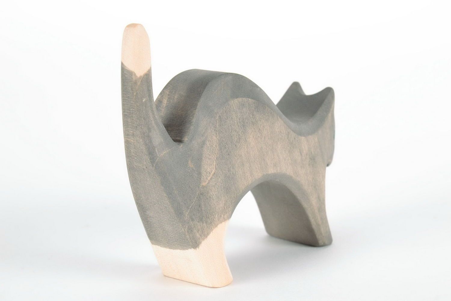 Figura de madera Gato gris foto 4