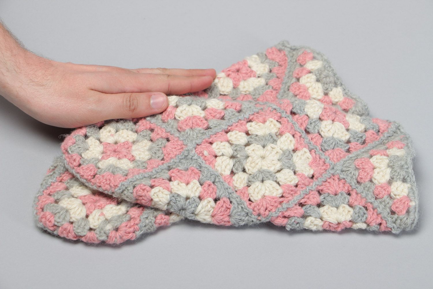 Handmade lace women's socks crocheted of woolen threads in tender colors 37-39 size photo 5