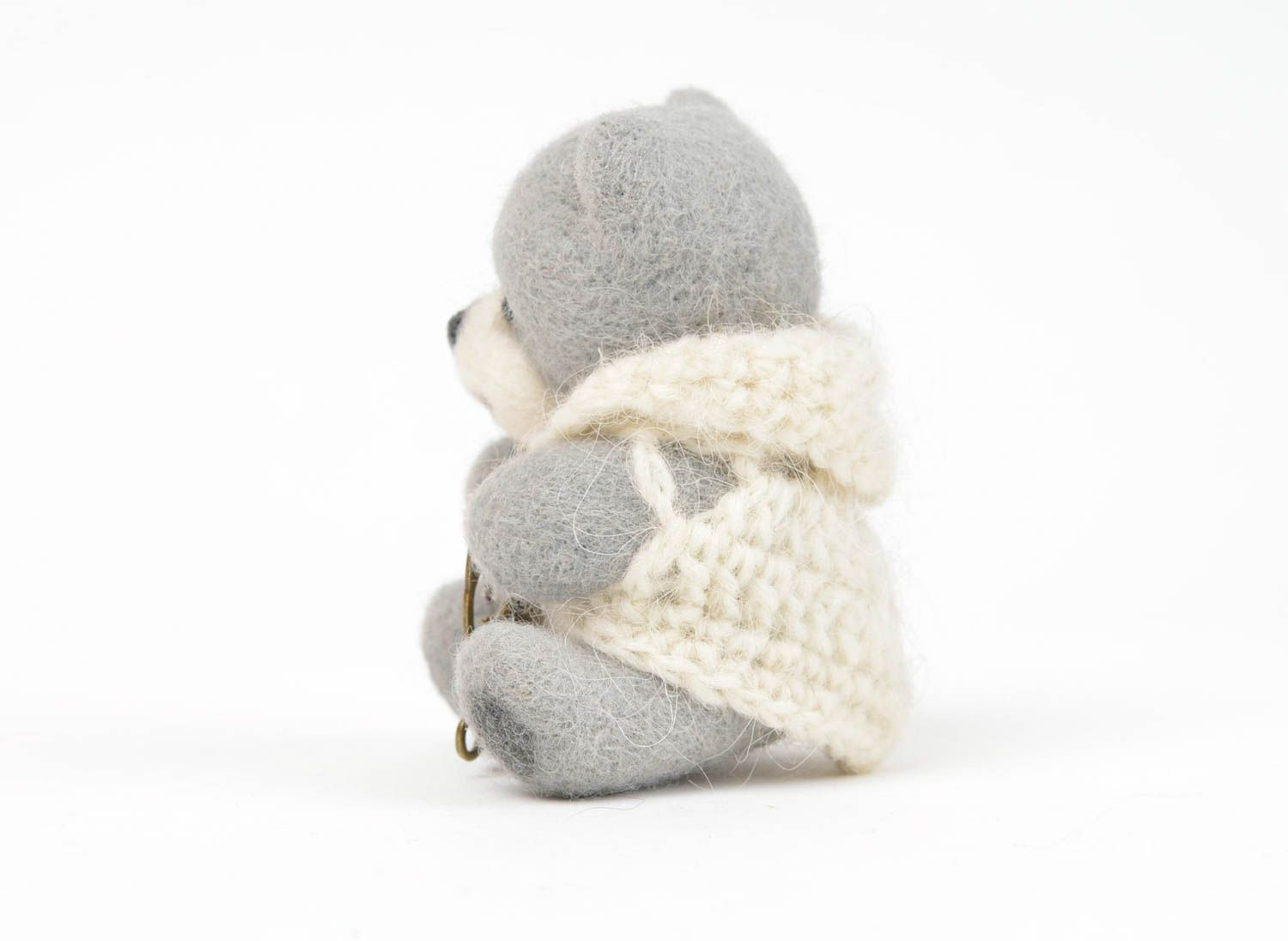 Peluche décorative fait main Jouet en laine Cadeau enfant original Ours gris photo 3