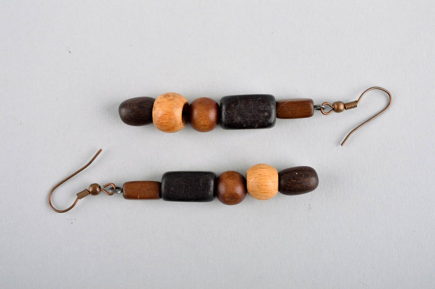 Stylish handmade wooden earrings beaded earrings wood craft gifts for her photo 5