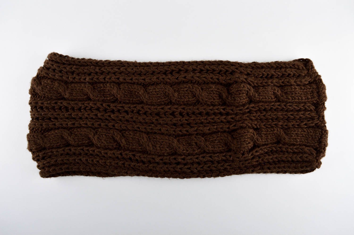 Шарф снуд ручной работы шарф хомут вязаный коричневый из акрила шарф труба фото 2