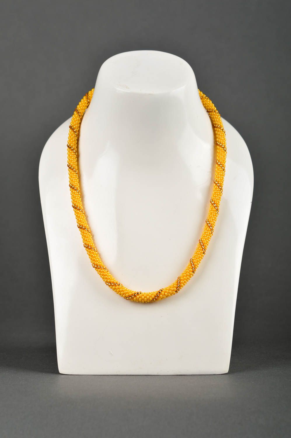 Collar de abalorios checos artesanal regalo original collar para mujer amarillo foto 1