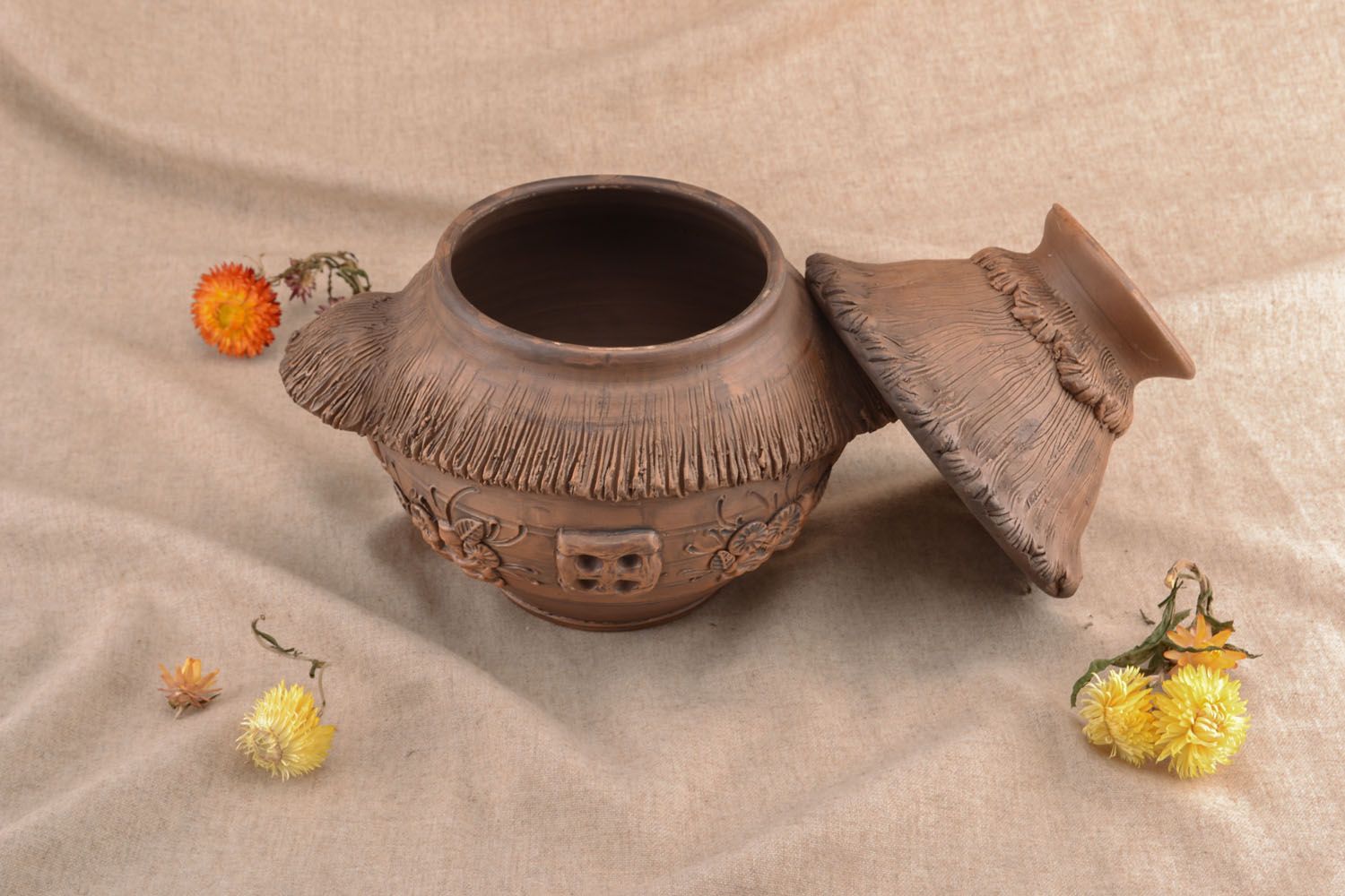 Pot en céramique avec couvercle fait main photo 5