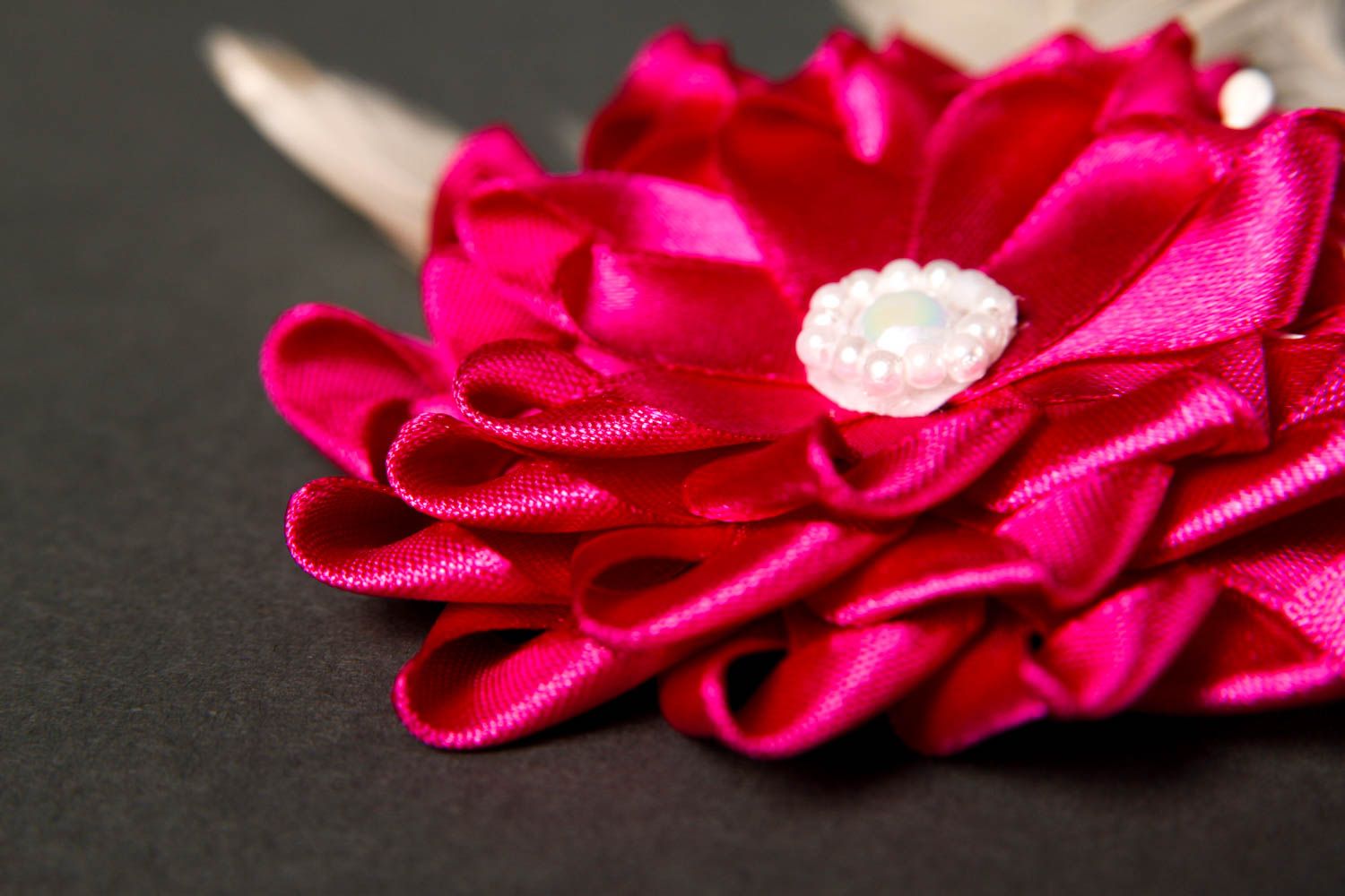 Handmade kanzashi hair clip satin hair barrette flower accessories satin jewelry photo 5