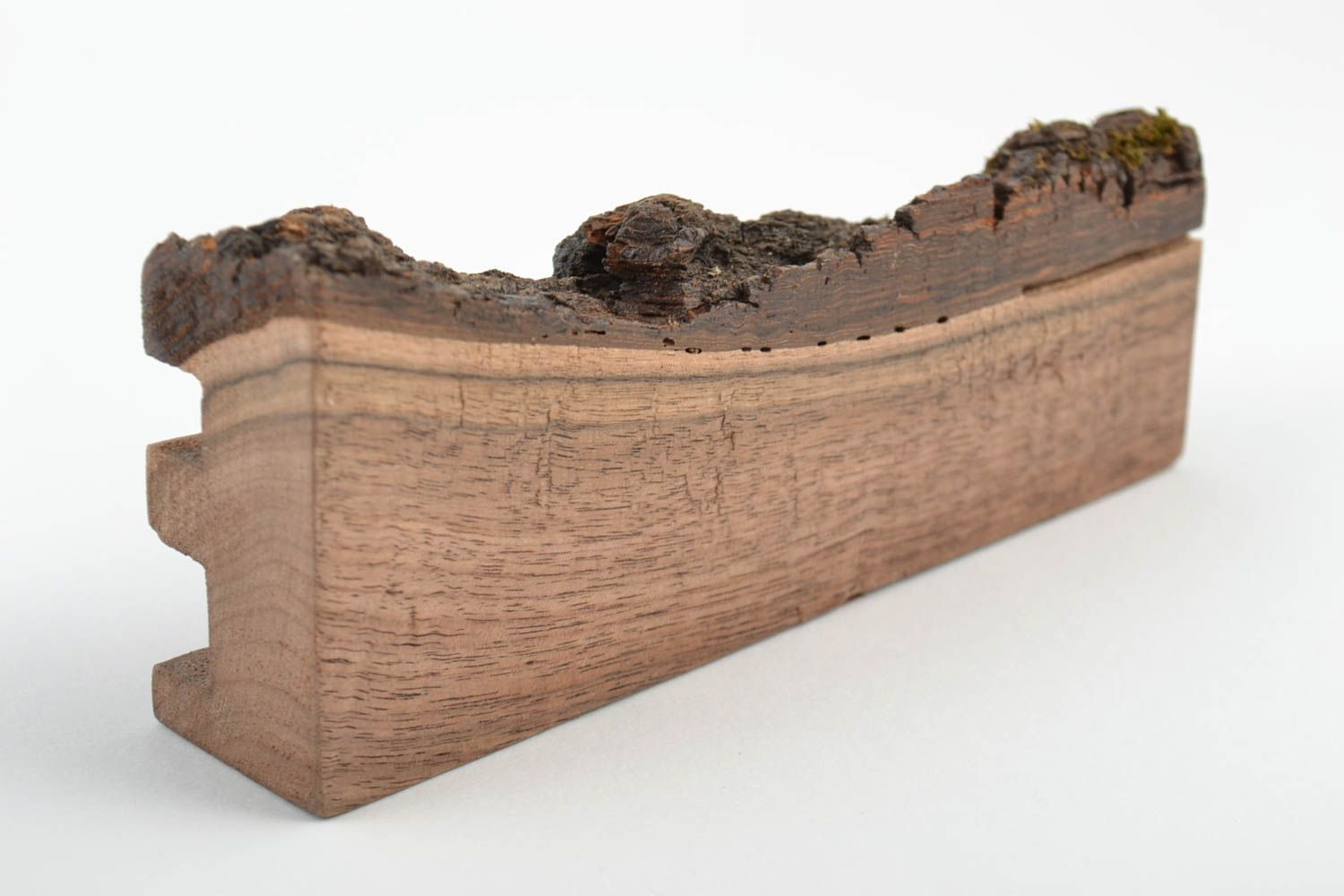 Brauner ungewöhnlicher handmade Handyständer aus Holz öko rein für Geschenk foto 4