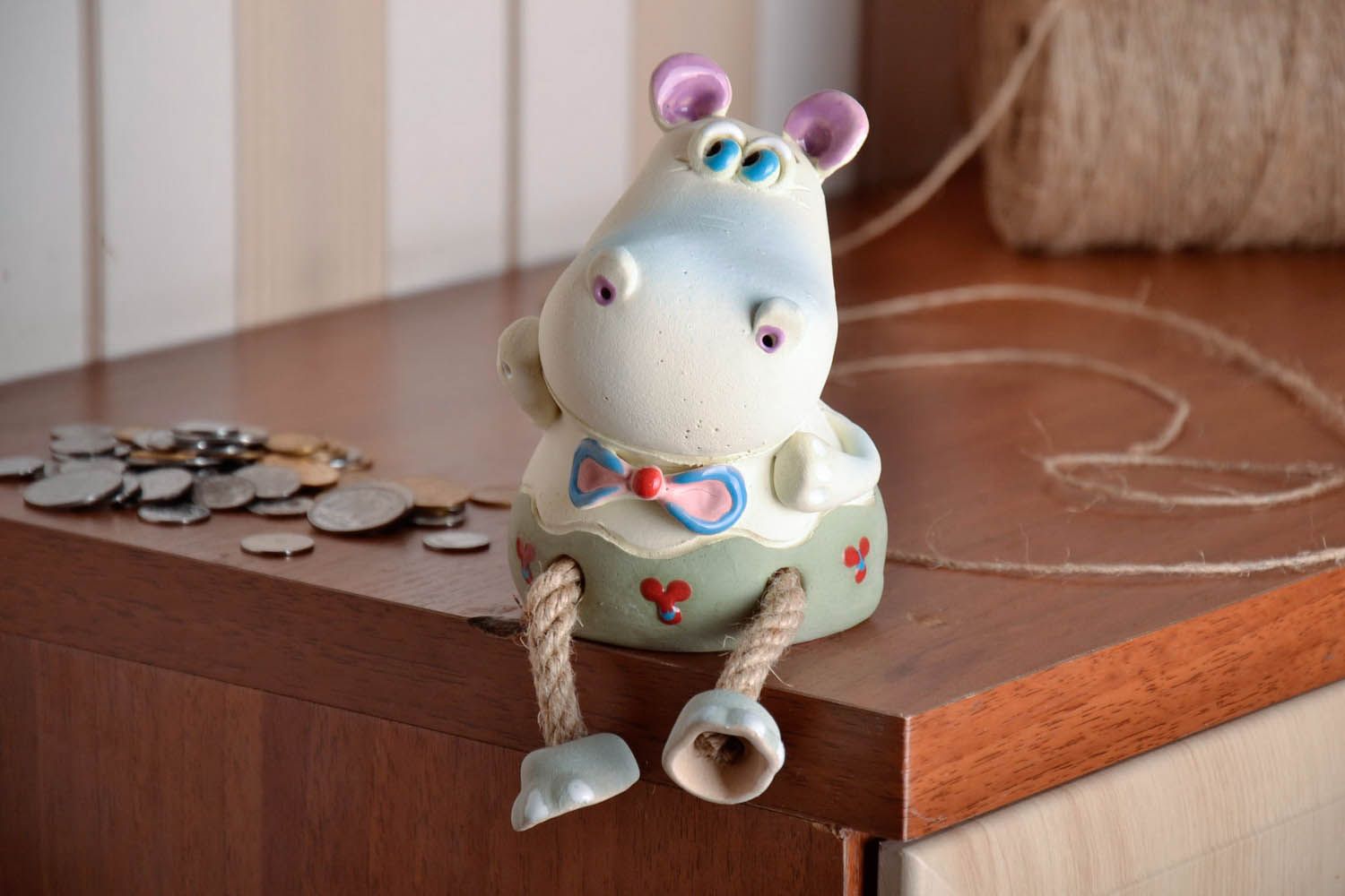 Keramische Sparbüchse handmade Hippo foto 2