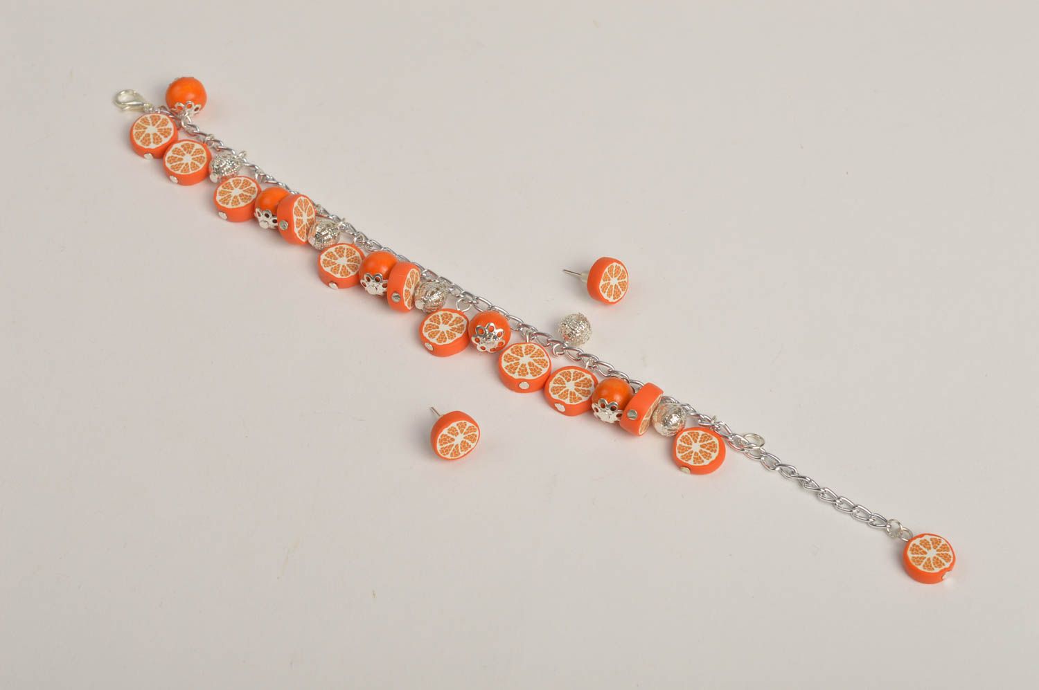 Parure Bijoux orange faits main bracelet et boucles d'oreilles Cadeau femme photo 5