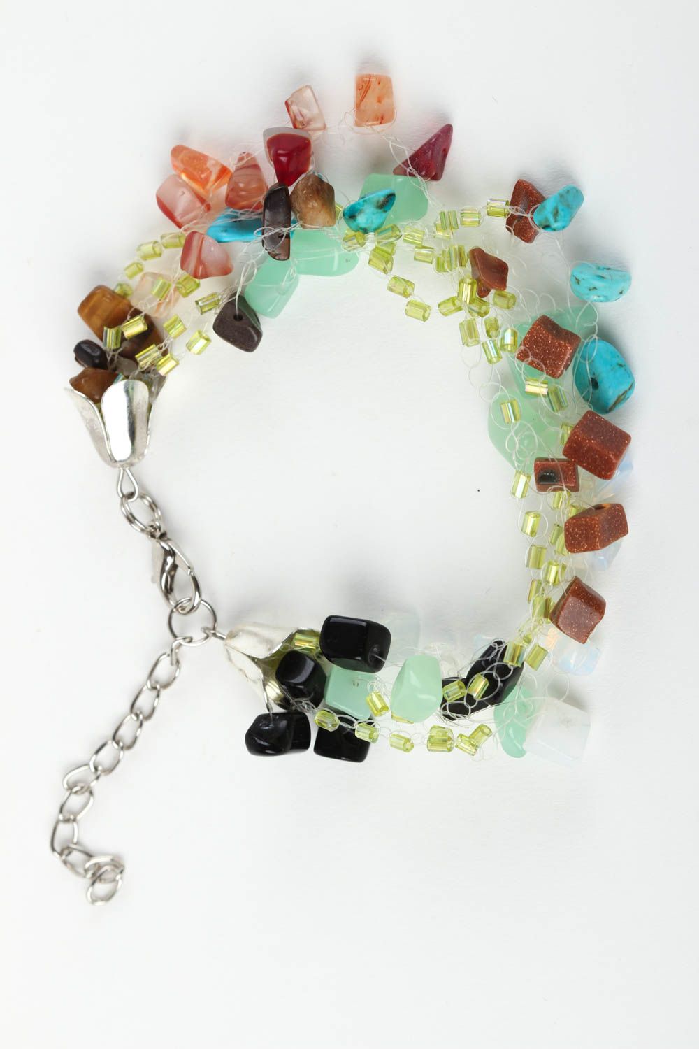 Handmade gemstone bead bracelet with multicolor beads for girls photo 2