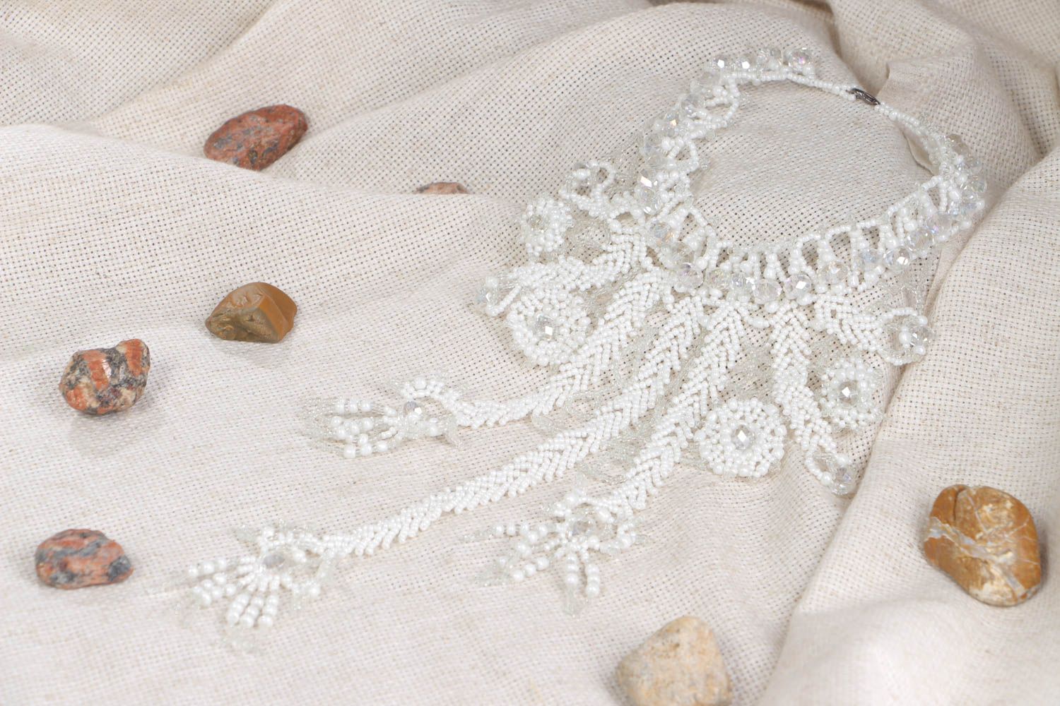 Rocailles Kette handmade hochwertiger Modeschmuck Halsketten Frauen weiß  foto 1