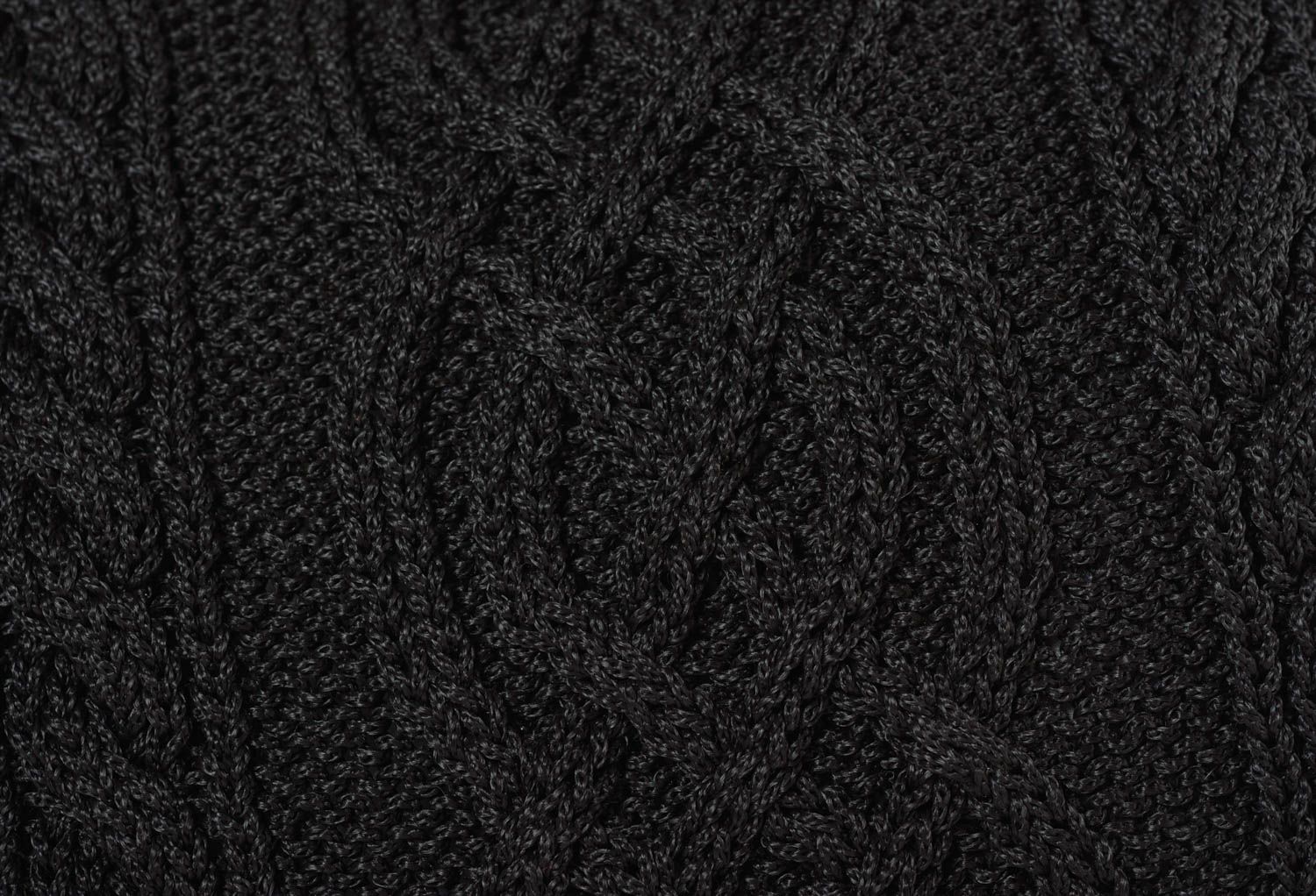Grand sac à main tricoté avec des aiguilles fait main noir pour hiver deux anses photo 3